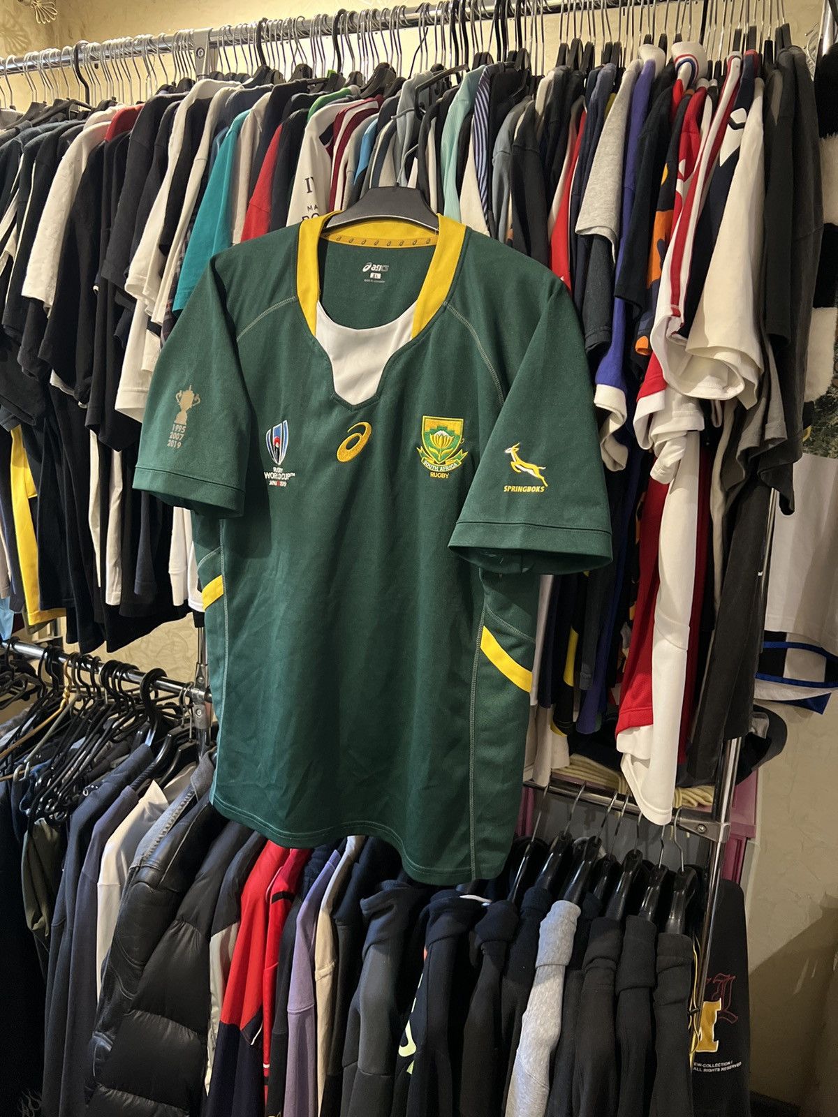 Asics 2018/2019 ASICS SOUTH AFRICA RUGBY HOME FOOTBALL SHIRT XL Size US XL / EU 56 / 4 - 2 Thumbnail