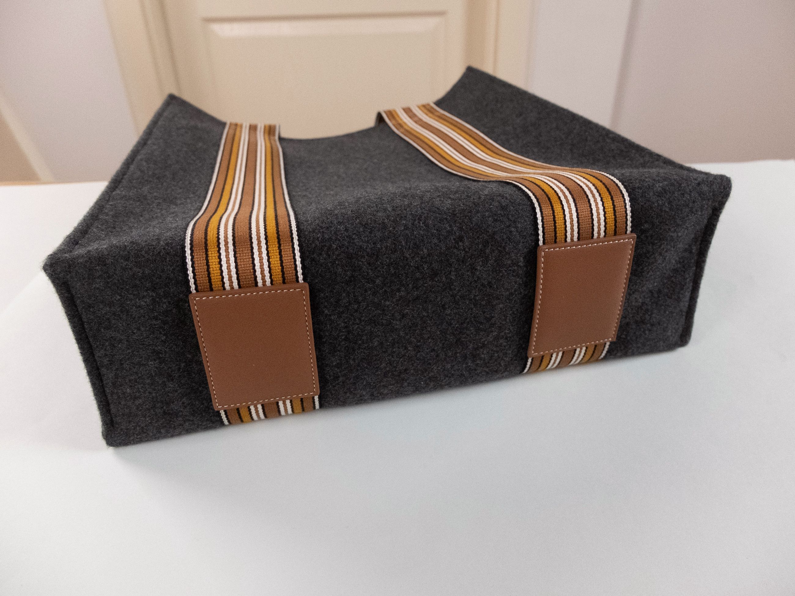 Loro Piana LORO PIANA Suitcase Stripes dark gray cashmere tote bag NWT Size ONE SIZE - 8 Thumbnail