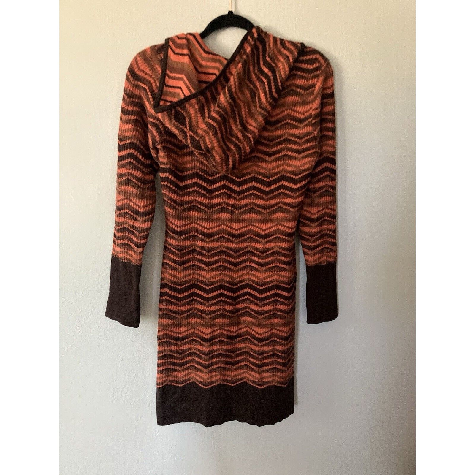 Prana Prana Meryl Sweater Dress small Chevron Hooded Orange Brown Size S / US 4 / IT 40 - 3 Thumbnail