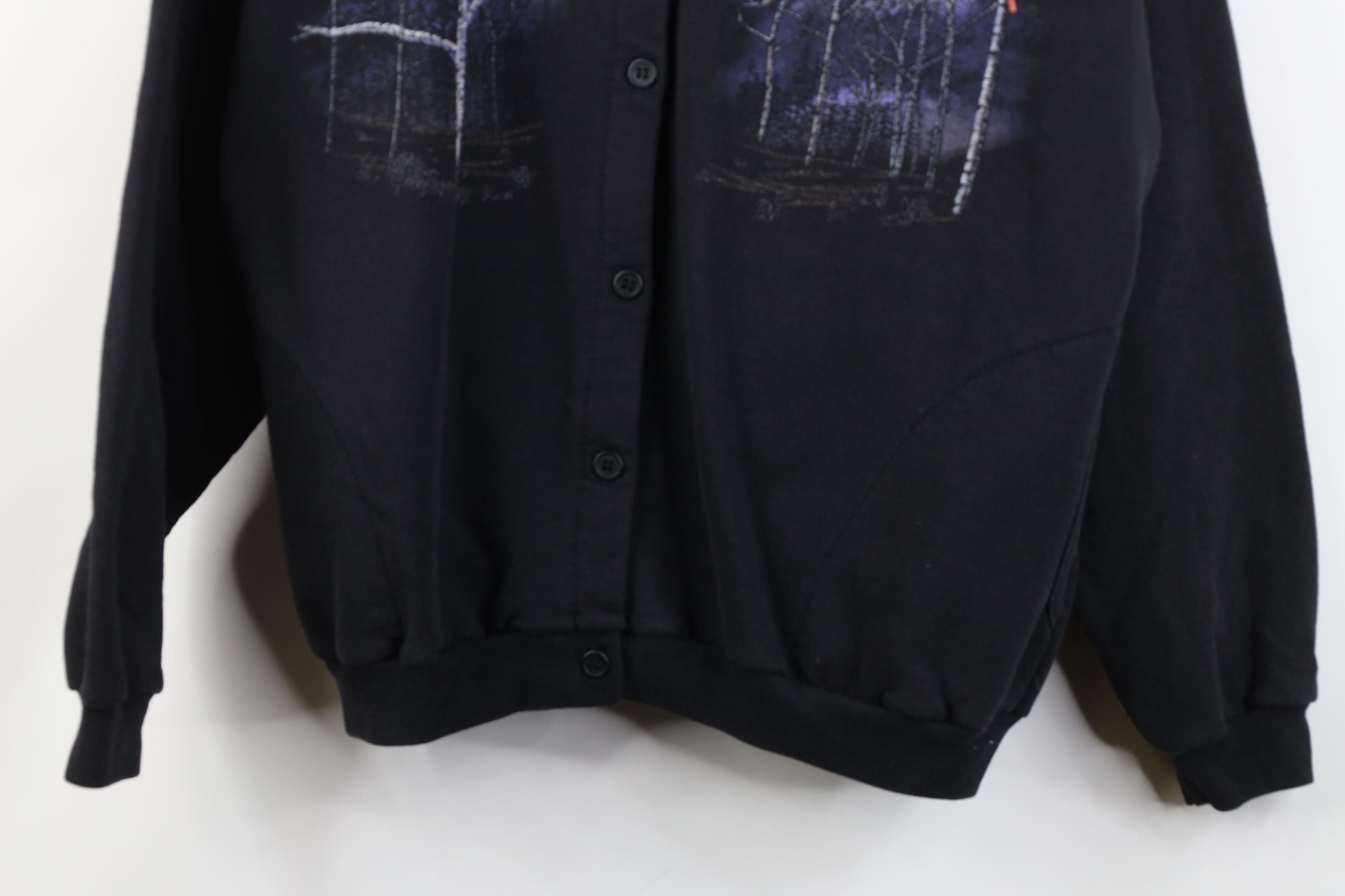 Vintage Vintage 90s Nature Night Bird Tree Cardigan Sweatshirt USA Size XL / US 12-14 / IT 48-50 - 3 Thumbnail