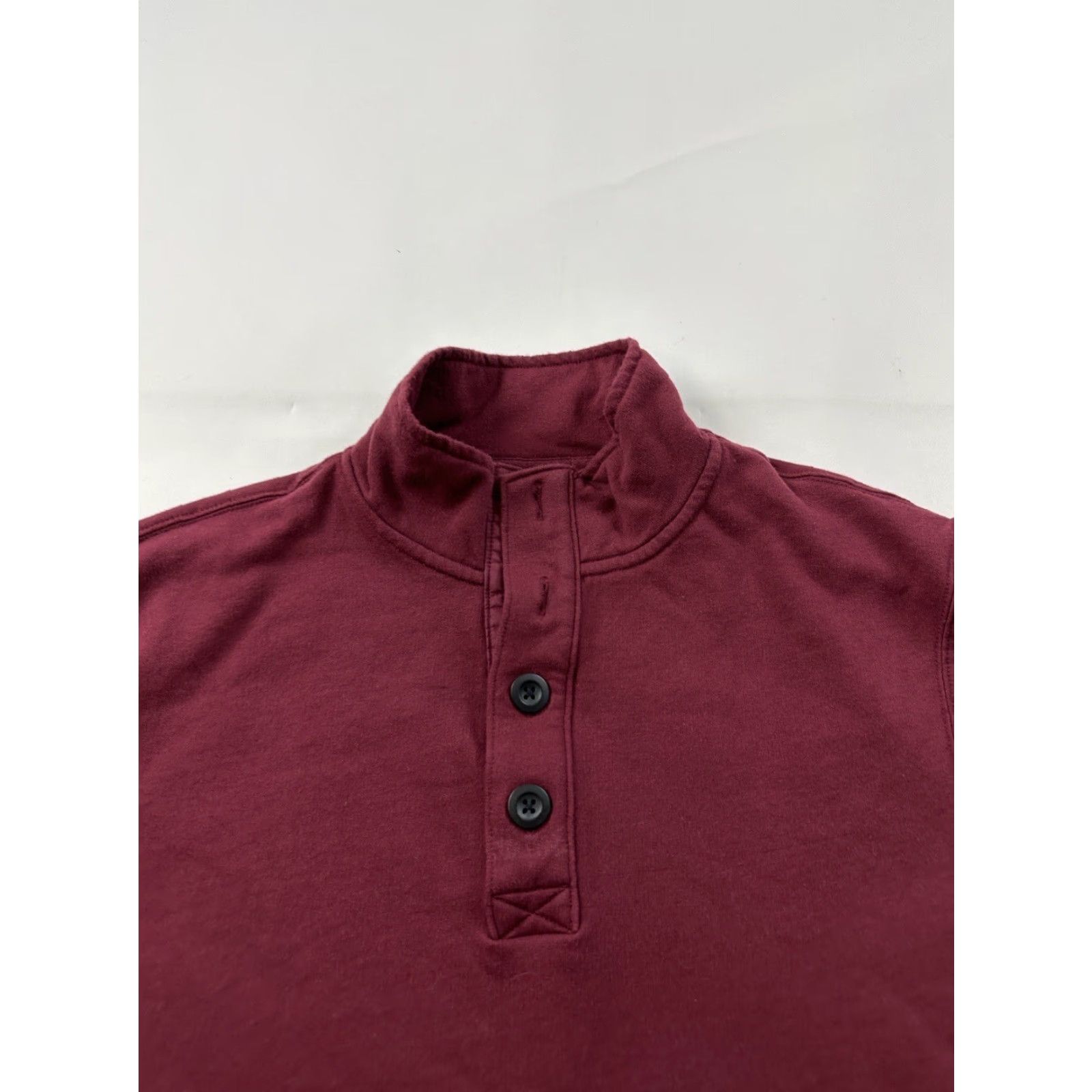 J.Crew J.CREW Sweatshirt Mens M Red Burgundy Mock Neck Zip Henley Regular Long Sleeve Solid Size US M / EU 48-50 / 2 - 2 Thumbnail