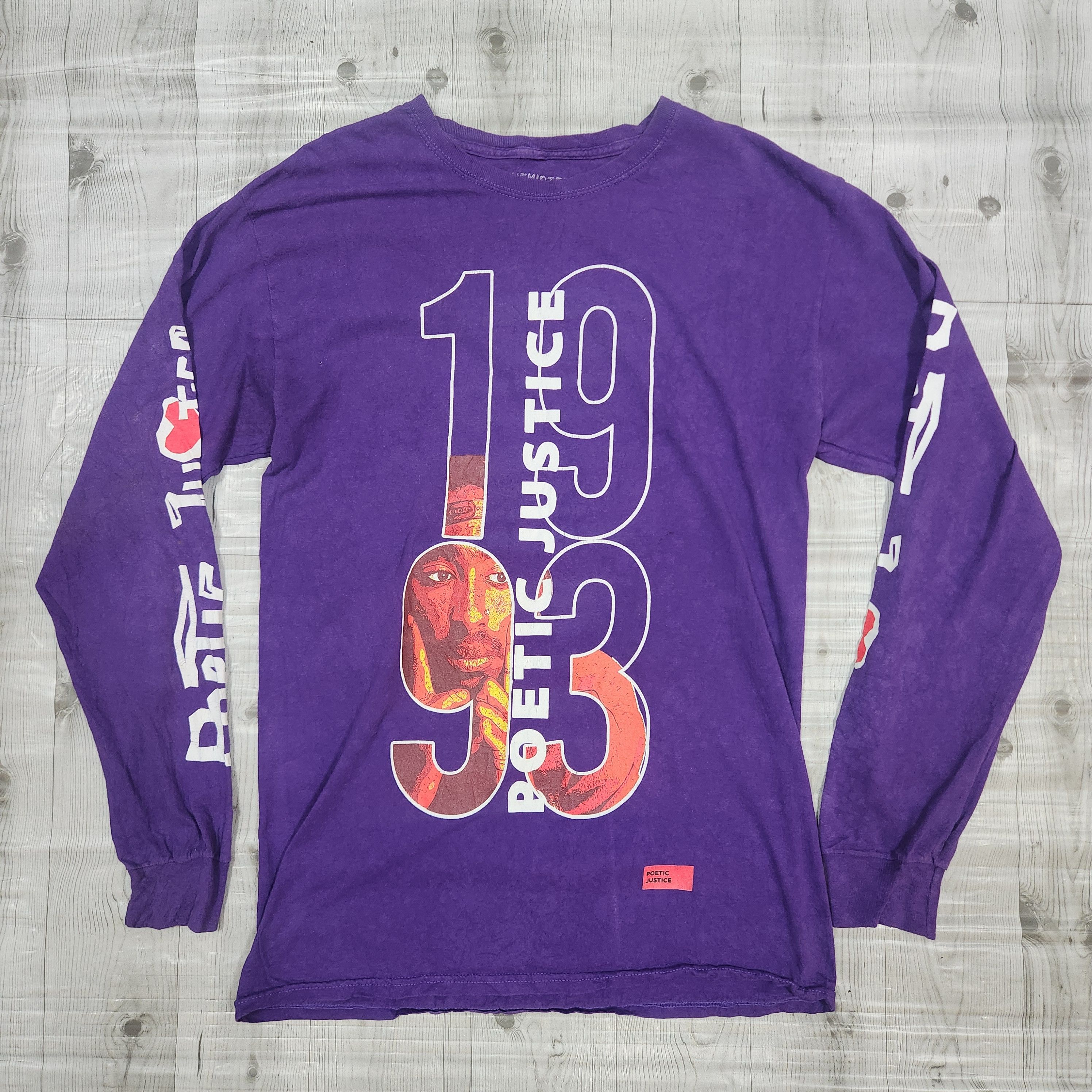 Rap Tees Tupac Shakur Poetic Justice 1993 Purple Long Sleeves Size US M / EU 48-50 / 2 - 17 Thumbnail