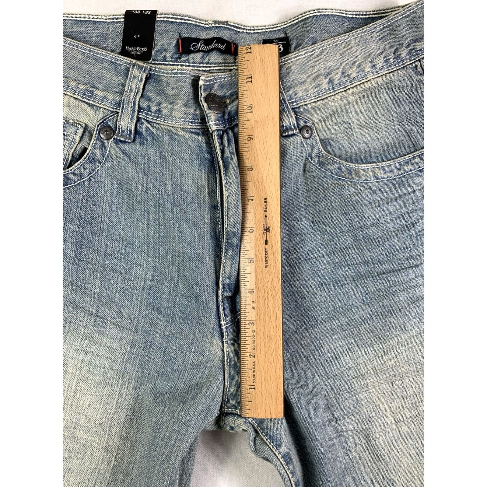 Marcs VINTAGE Marc Ecko Jeans Men's 33x33 Blue Embroidered Y2K Fits 32x32 NWT Size US 33 - 4 Thumbnail