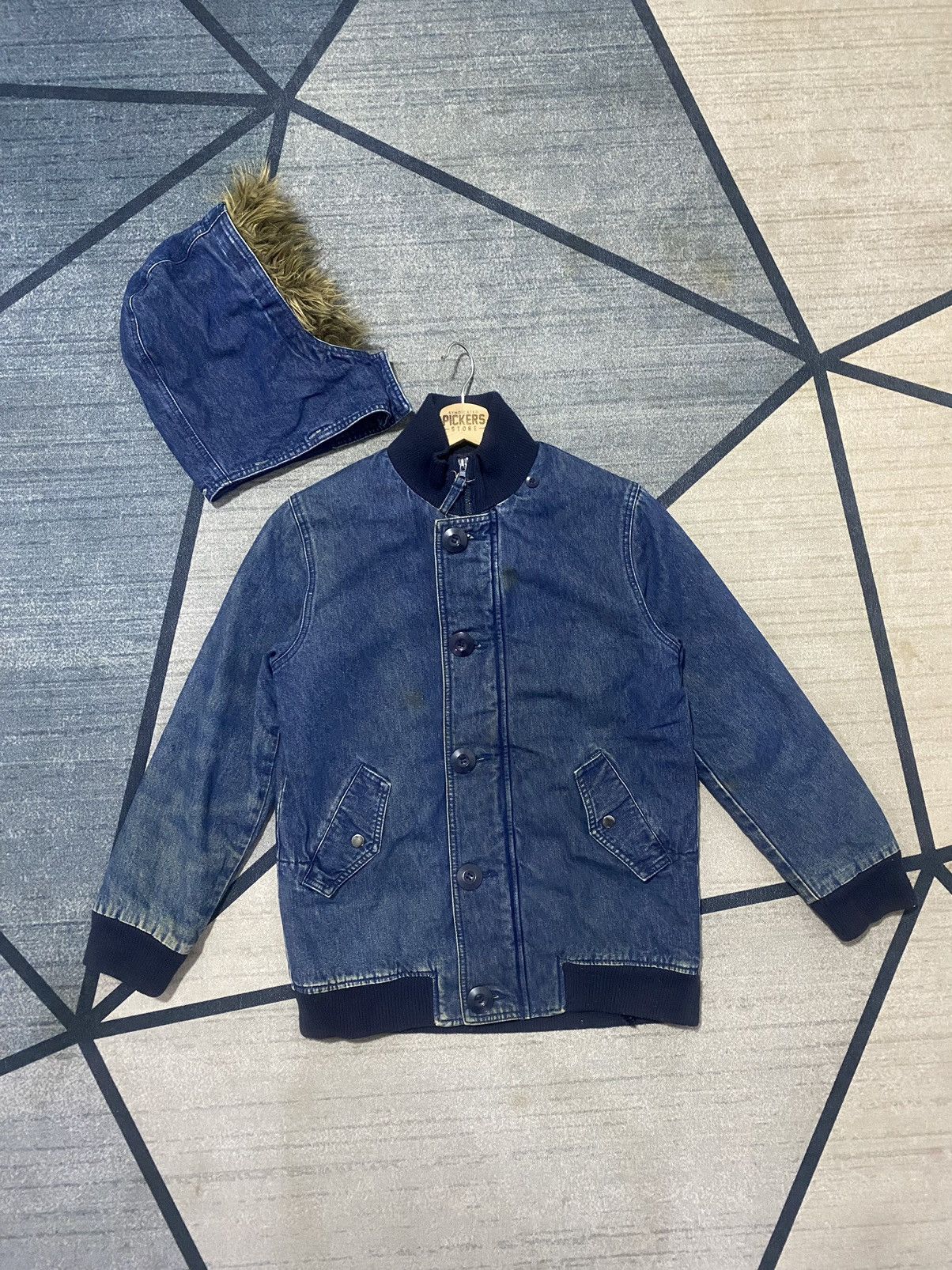 Other DENIM BOMBER JACKET DETACHABLE HOOD FULLZIPPER BUTTON Size US M / EU 48-50 / 2 - 4 Thumbnail