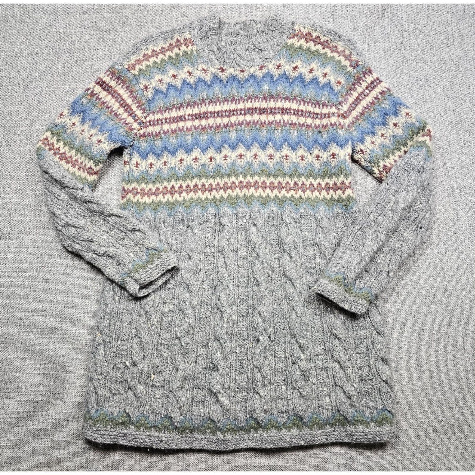 Ralph Lauren Lauren Ralph Lauren Sweater Womens Small Gray Fair Isle Tunic Cable Knit Alpaca Shirt Size S / US 4 / IT 40 - 2 Thumbnail