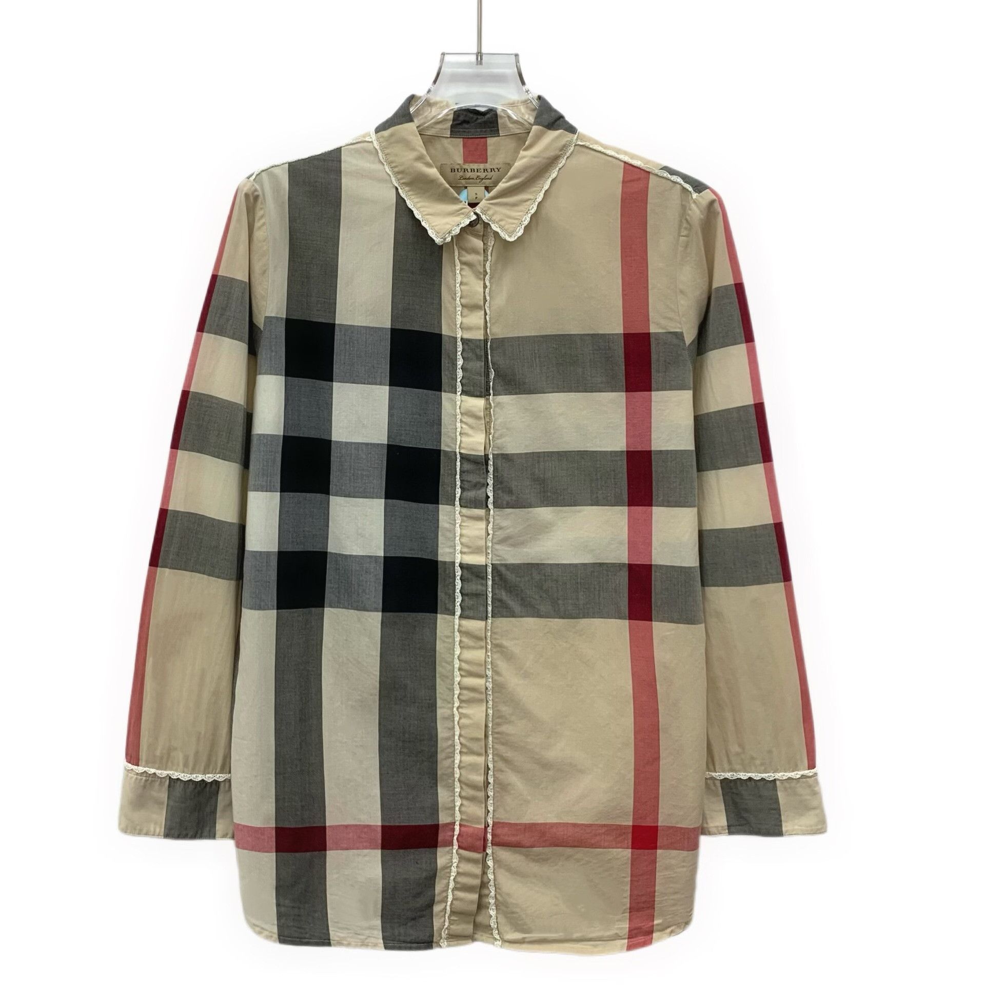 Burberry Burberry Mega Check Lace Trim Button Up Shirt Size S Size S / US 4 / IT 40 - 1 Thumbnail
