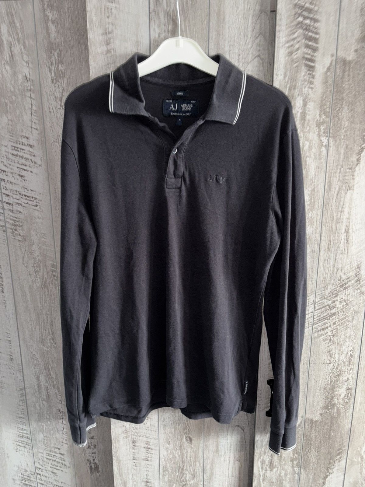 Armani Armani Jeans XL Long Sleeve Slim Fit Polo Shirt Size US XL / EU 56 / 4 - 1 Thumbnail