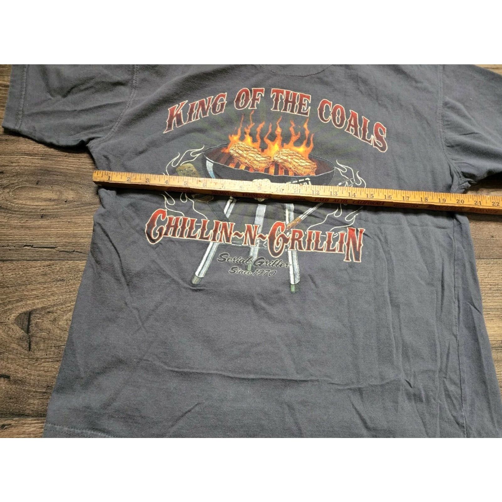 Doublet Newport Blue Mens L King of the Coals BBQ Funny Graphic T Shirt Double Sided Cotton Gray Crew Neck Short Sleeve Logo Size US L / EU 52-54 / 3 - 3 Thumbnail