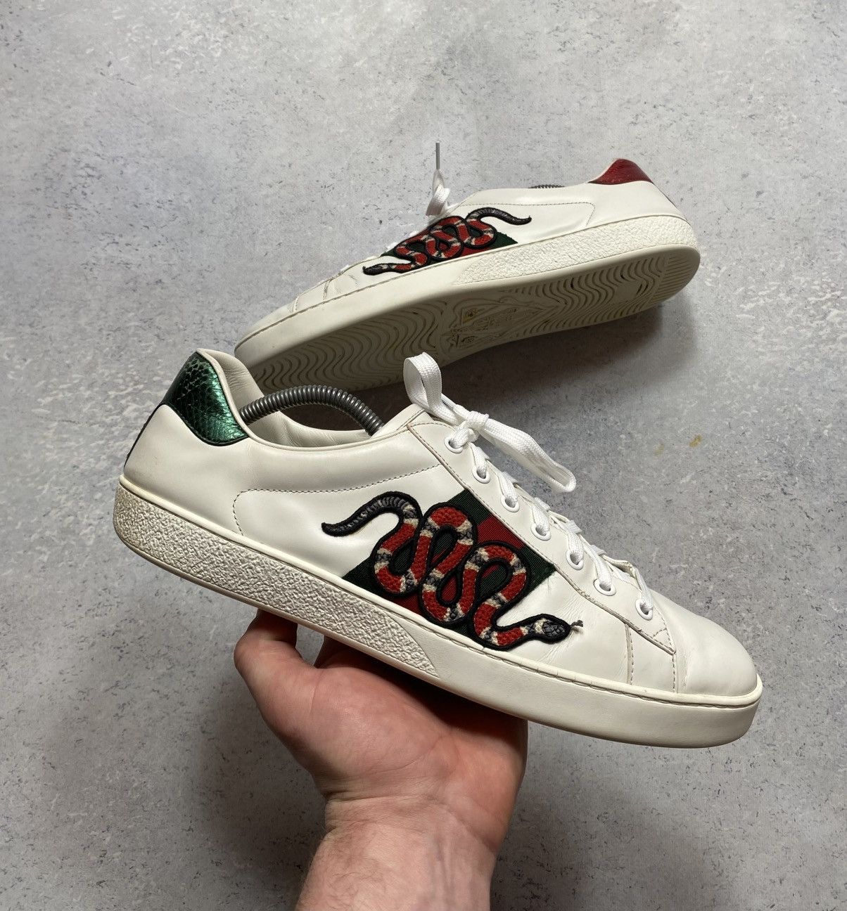 Gucci Gucci Ace Snake White Leather Shoes Trainers UK11 US11.5 Size US 11.5 / EU 44-45 - 1 Thumbnail