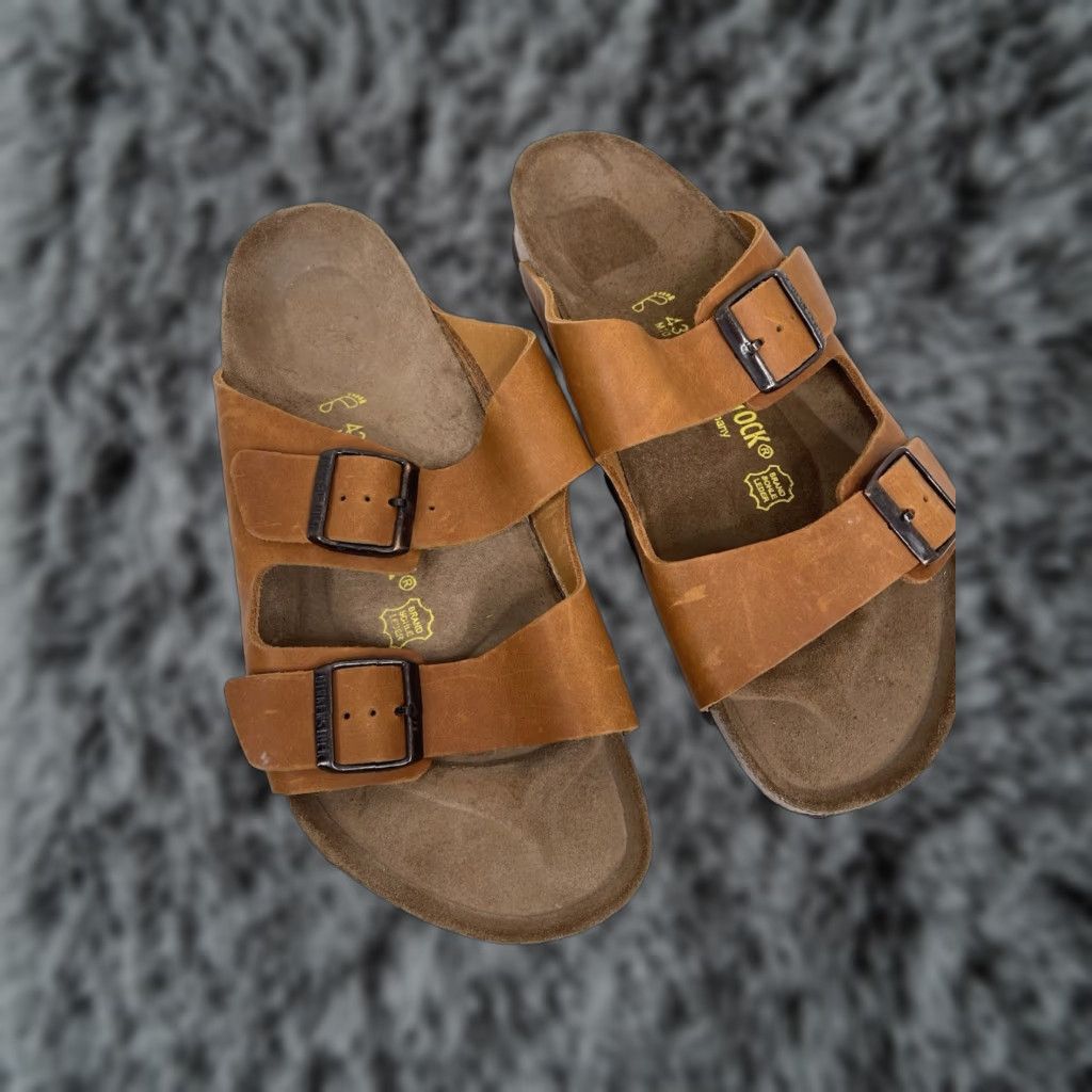 VINTAGE Birkenstock Arizona Sandals Men Brown Oiled Leather Casual