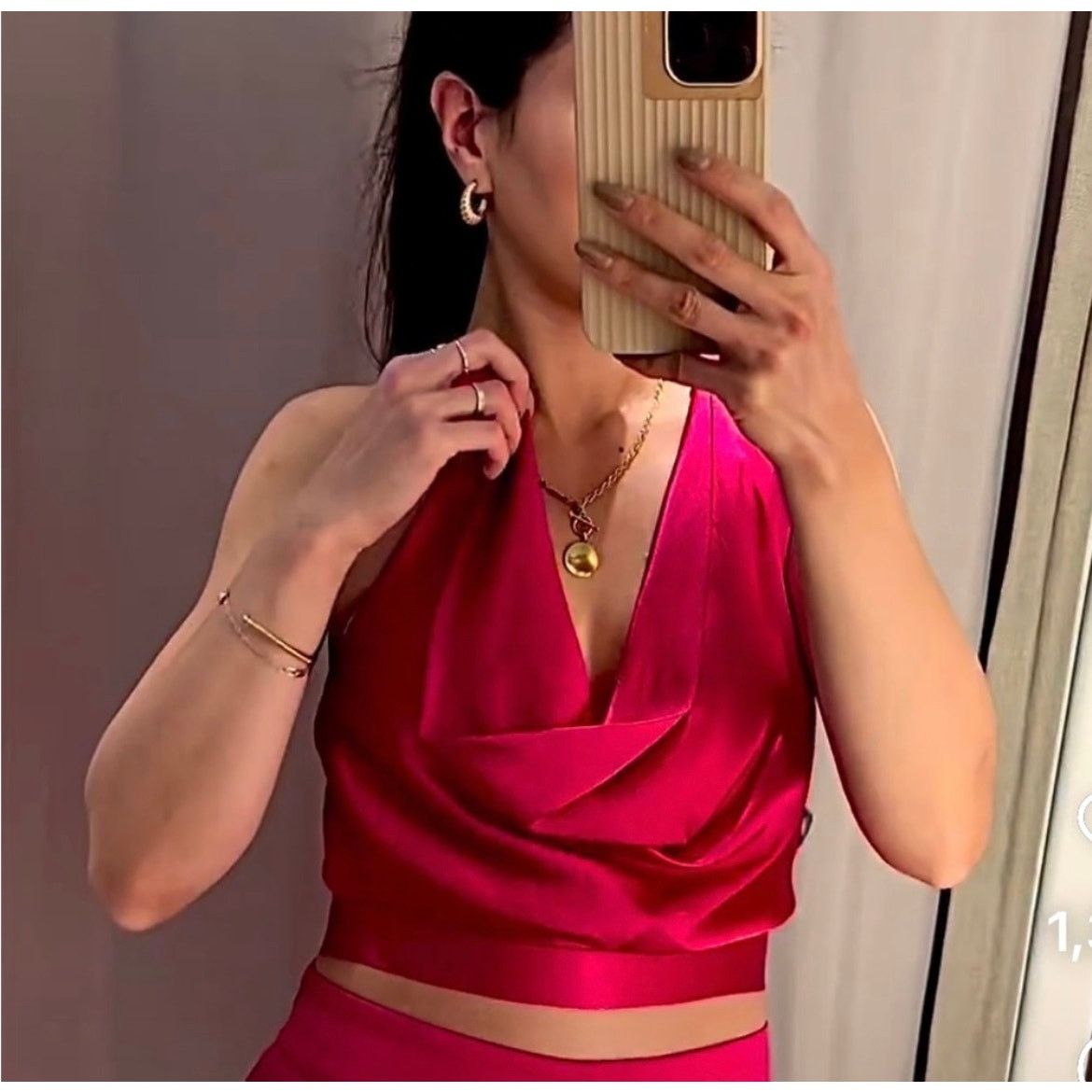 Zara ZARA FLOWY NECKLINE TOP FUCHSIA Size M / US 6-8 / IT 42-44 - 4 Thumbnail