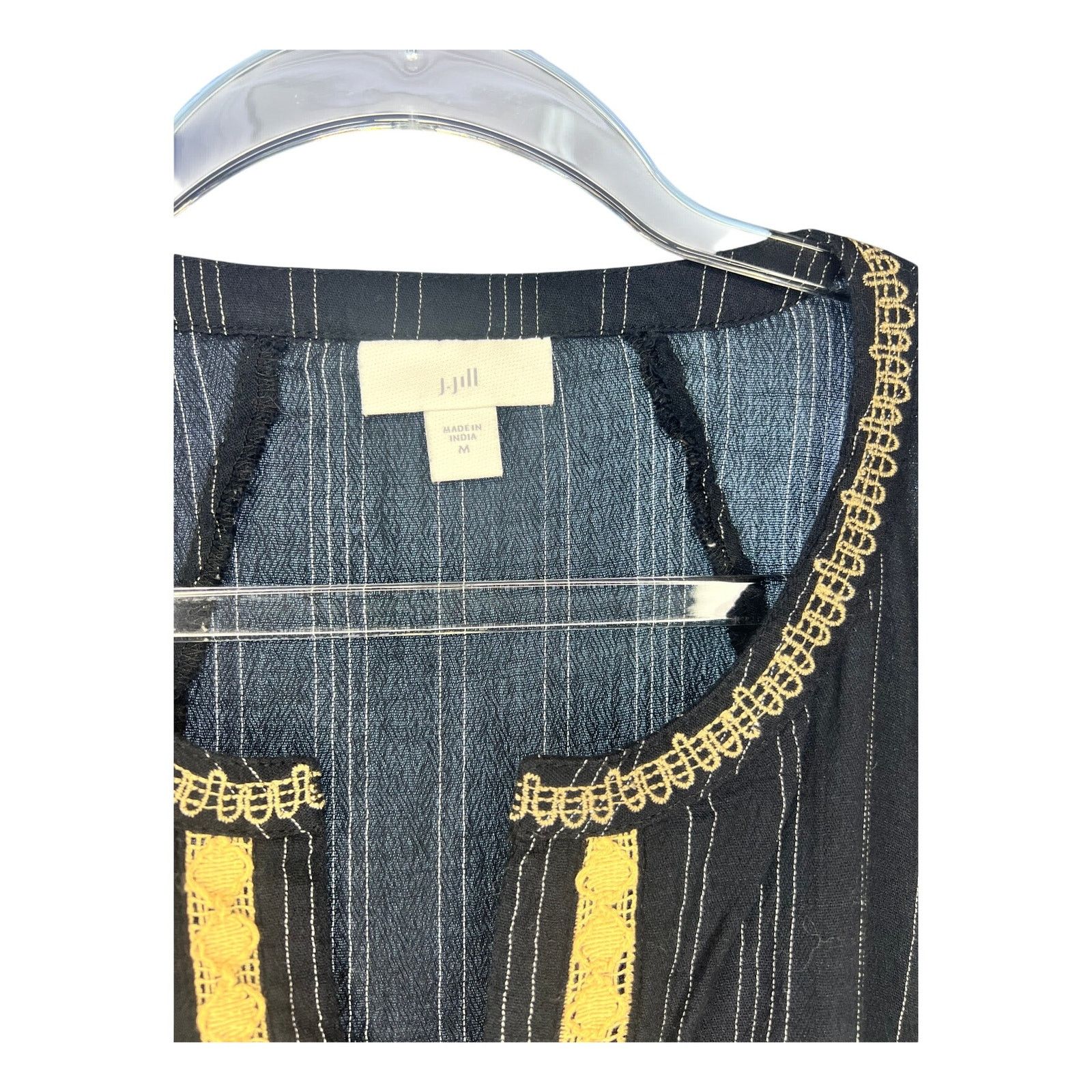Other J.Jill Black Embroidered Peasant Tunic Cotton Long Sleeve M Size M / US 6-8 / IT 42-44 - 4 Thumbnail