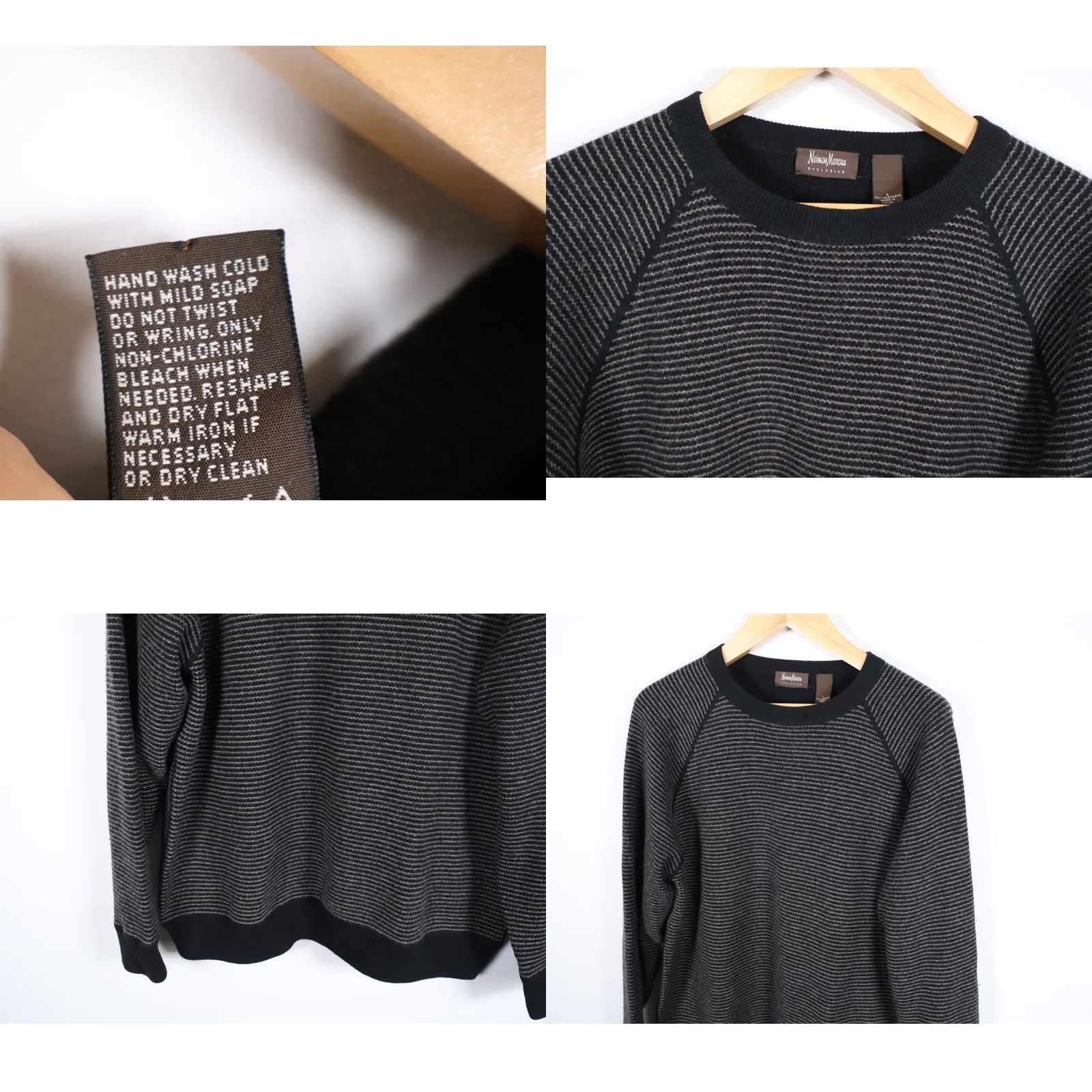 Neiman Marcus VINTAGE: No — Neiman Marcus Cashmere Sweater Men’s Large Black Stripe Lightweight Crewneck Size US L / EU 52-54 / 3 - 8 Thumbnail