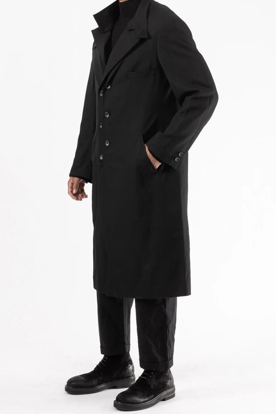 Yohji Yamamoto Yohji Yamamoto Homme Gabardine Left Double Spare Stand Coat Size US S / EU 44-46 / 1 - 3 Thumbnail