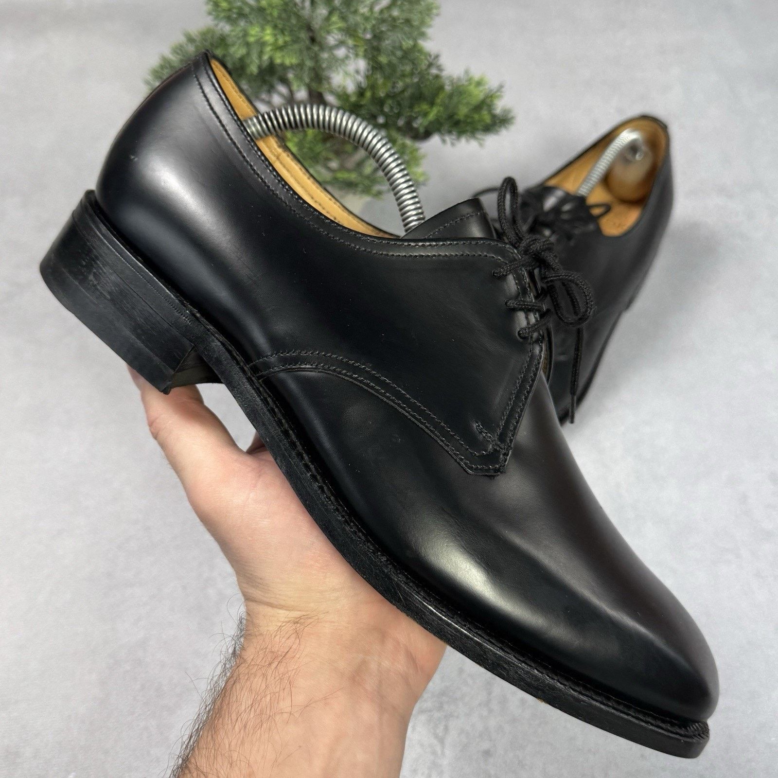 Sanders Sanders Black Leather Plain Gibson Oxford shoes size 27 cm