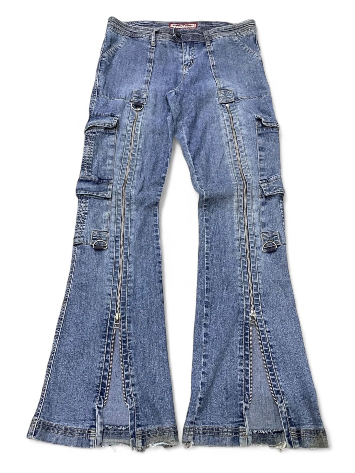 Super Flared Vanilla Star Asymmetrical Cargo Denim Pants