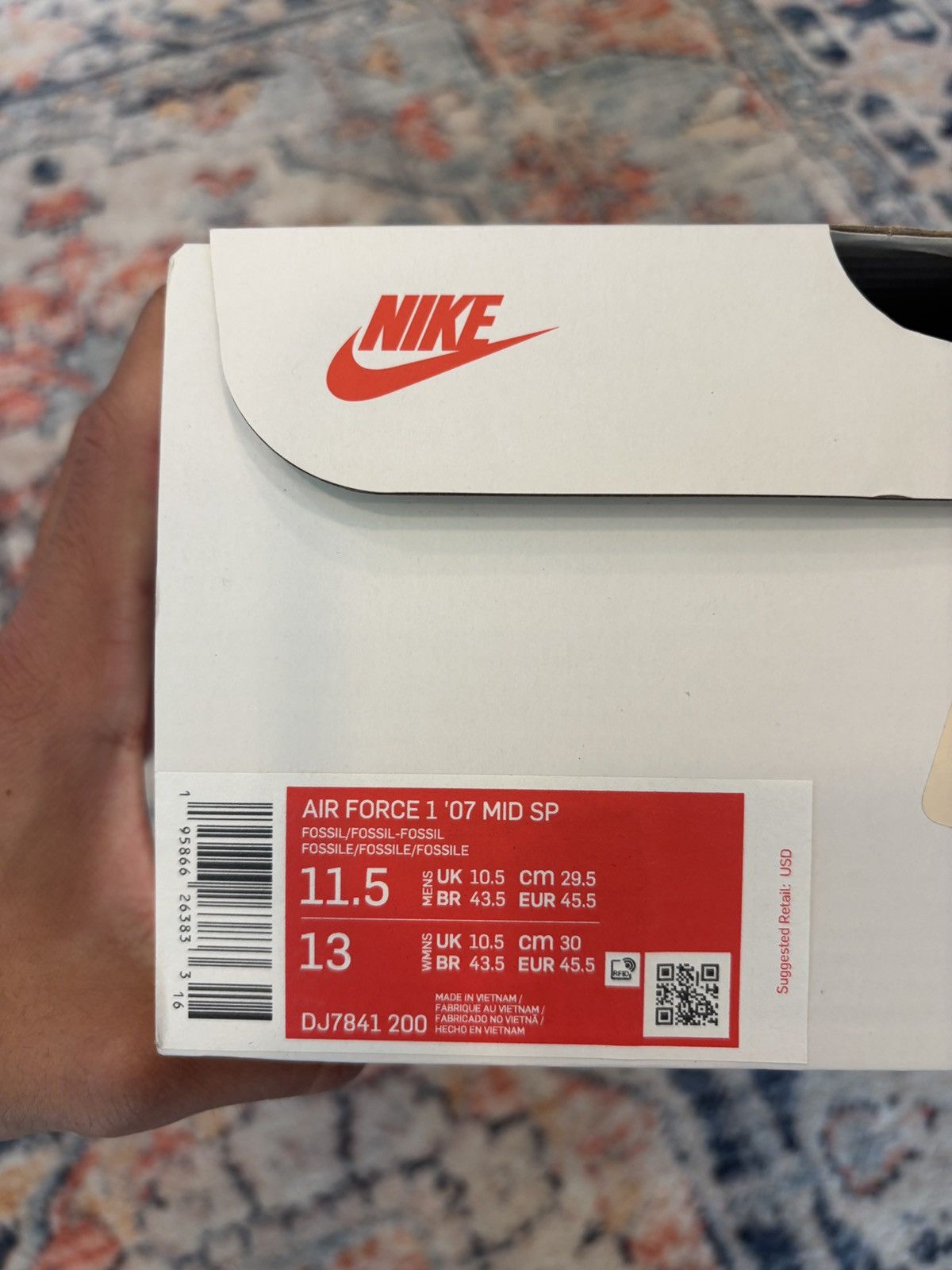 Nike × Stussy Nike Air Force 1 Mid Stussy Fossil 2022 Size US 11.5 / EU 44-45 - 11 Thumbnail