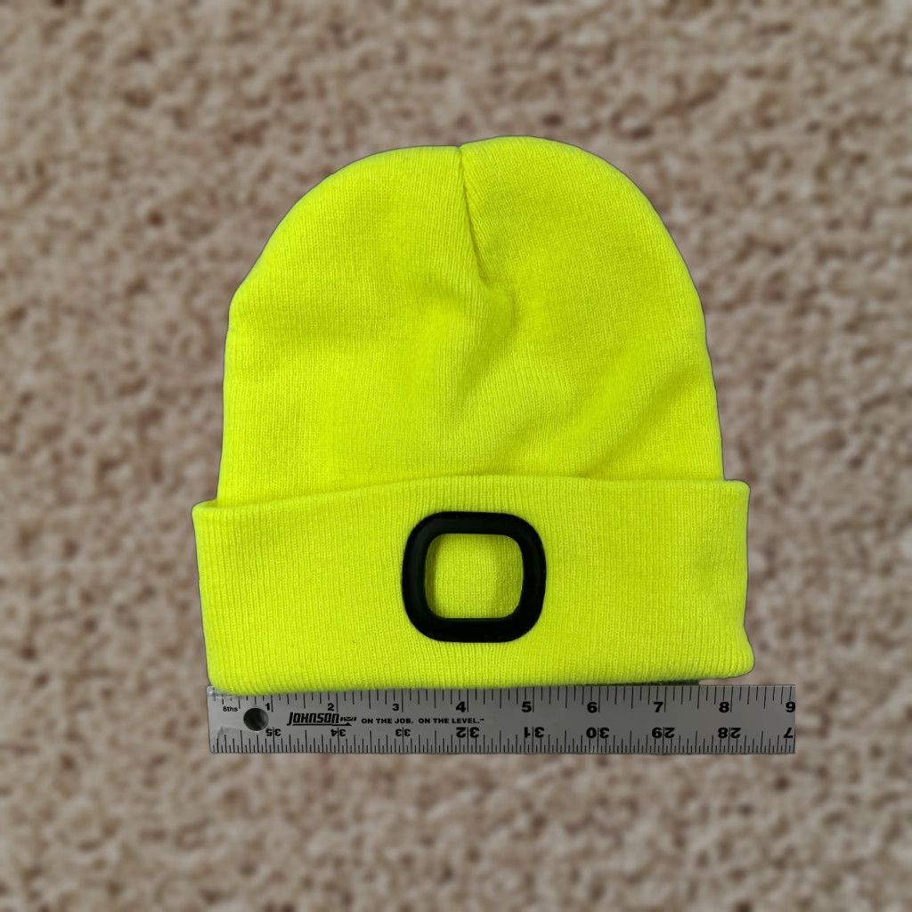 Vintage Beanie Toque Adult One Size Neon Yellow Knit Acrylic Poly LED Holder Camp Hike Mens Size ONE SIZE - 1 Thumbnail