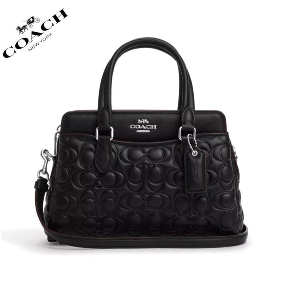 image of NWT Coach Mini Darcie Carryall With Signature Leather in Black, Women's