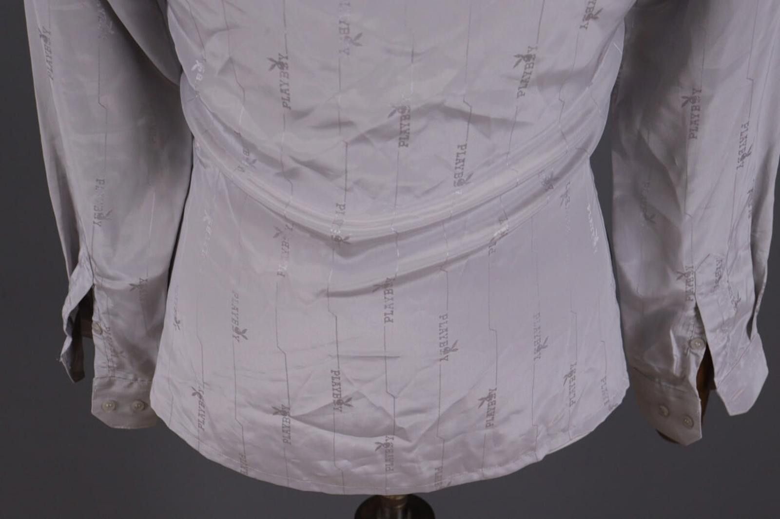 Playboy Play Boy Silk Look Striped Logo Printed Shirt Size 33 / 34 Size US M / EU 48-50 / 2 - 10 Thumbnail