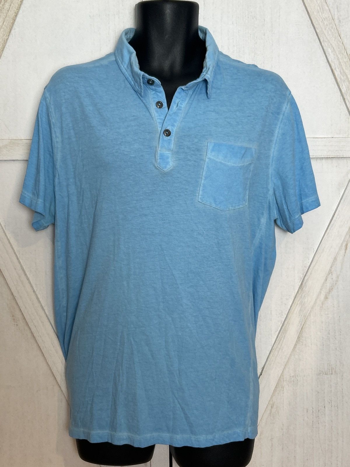 Rock & Republic Rock & Republic Men’s Polo Shirt Blue Distressed Wash XL0014 Size US XL / EU 56 / 4 - 1 Thumbnail