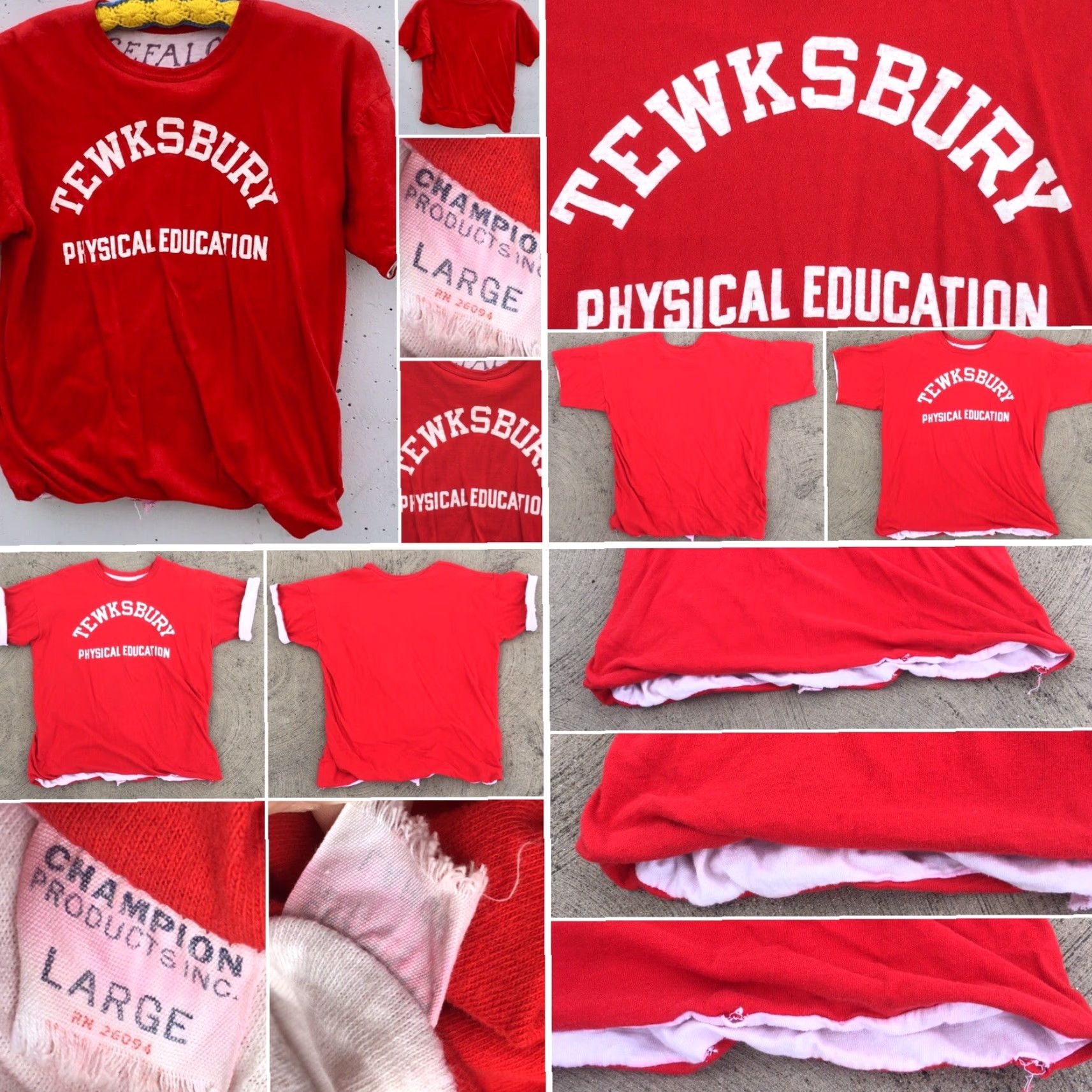 Champion VINTAGE Champion Tewksbury Physical Education T Shirt 1960s Red L Mens Short Sleeve Graphic Tee Reversible Size US L / EU 52-54 / 3 - 5 Thumbnail