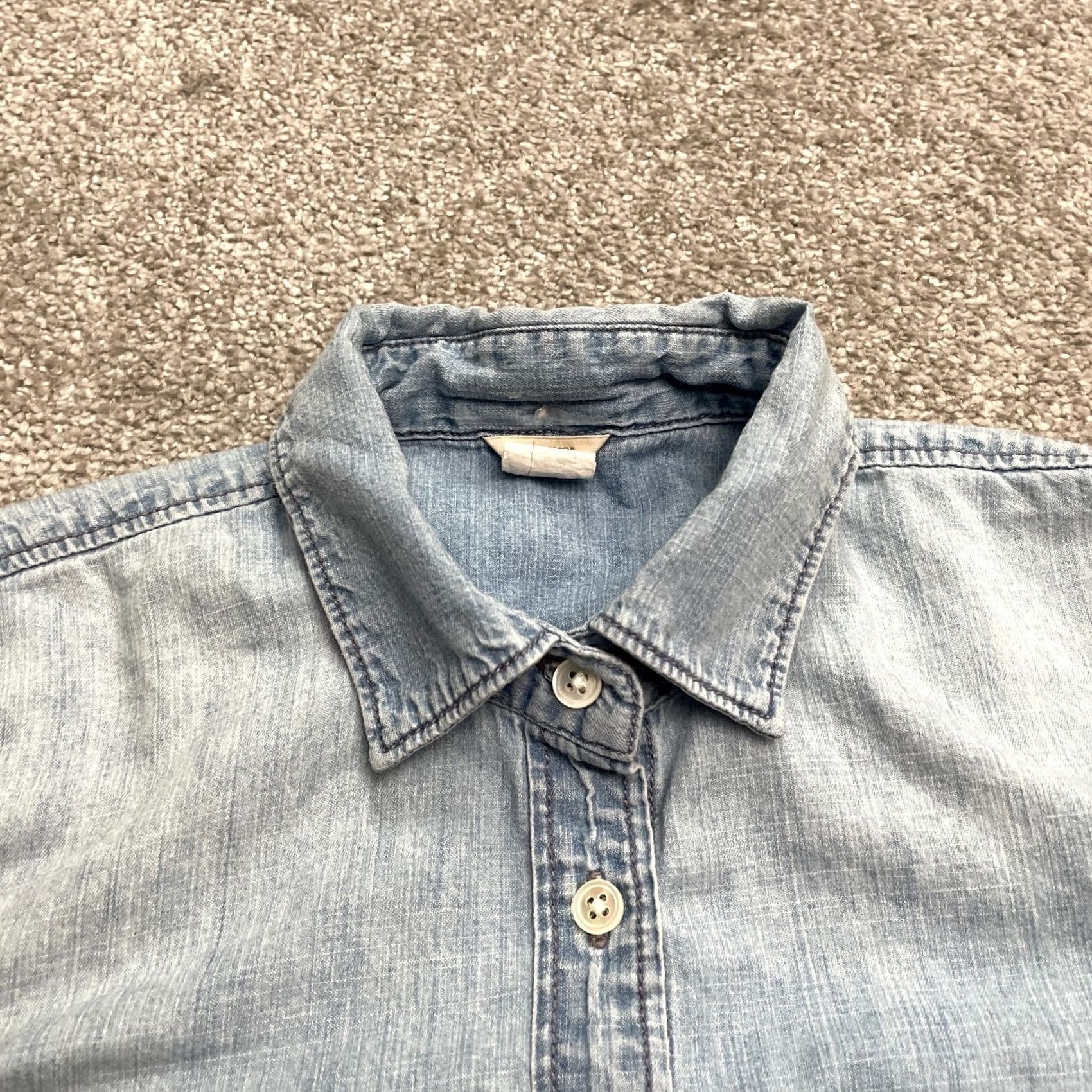 J.Crew J. Crew Chambray Western Shirt Womens 00 Blue Long Sleeve Cotton Top Size XXS / US 00 / IT 34 - 3 Thumbnail