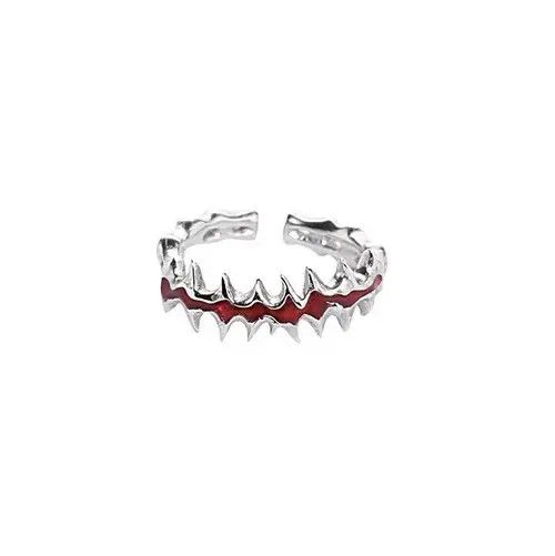 Ring Of Fire Abstract Ring Spikes Silver Modern Punk Art Psychedelic Size ONE SIZE - 1 Thumbnail