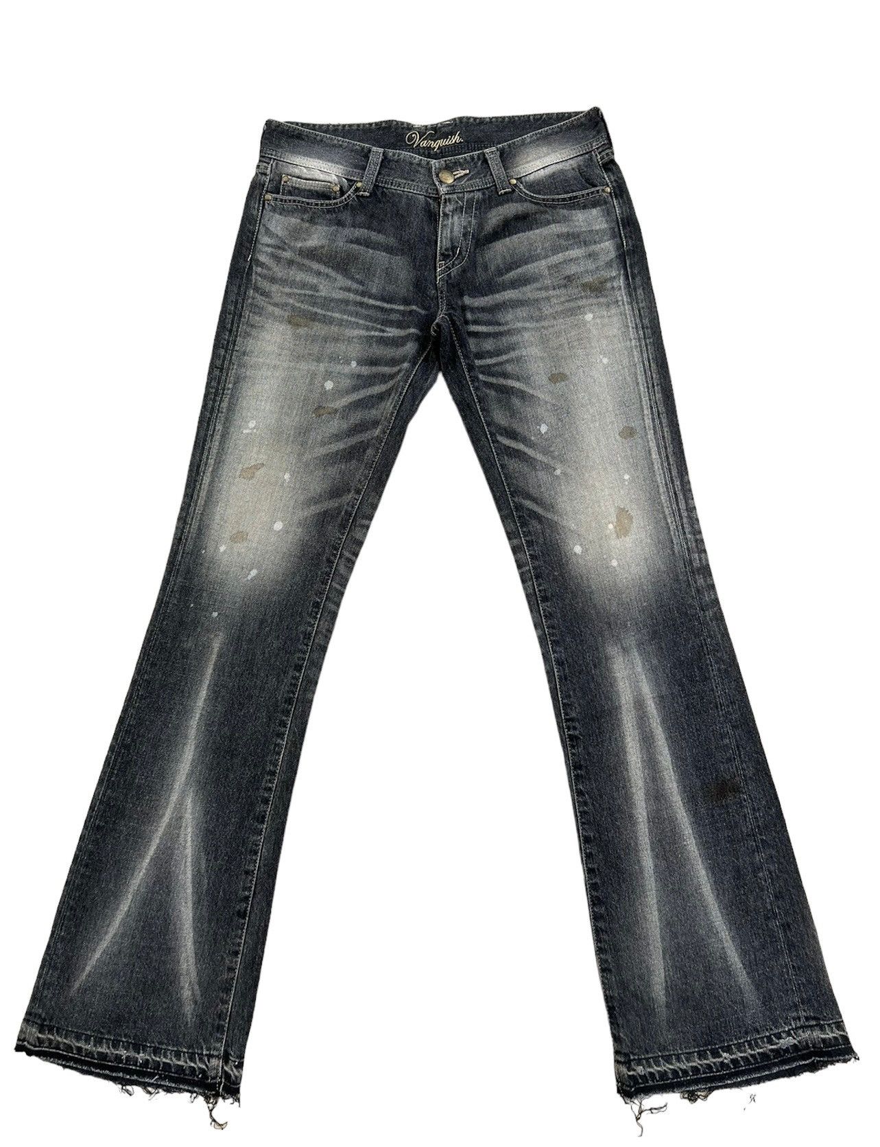 image of Vanquish Gold Japan Distressed Release Hem Denim Flare Jeans, Men's (Size 31)