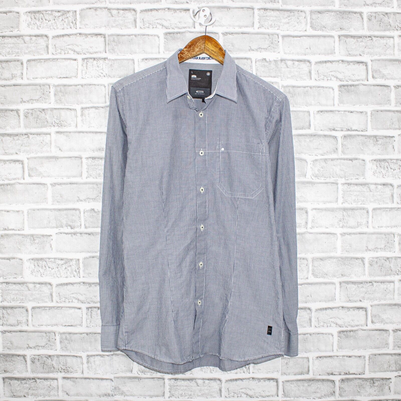 G-Star G Star RAW Men's Button up Shirt White blue striped Size US L / EU 52-54 / 3 - 1 Thumbnail