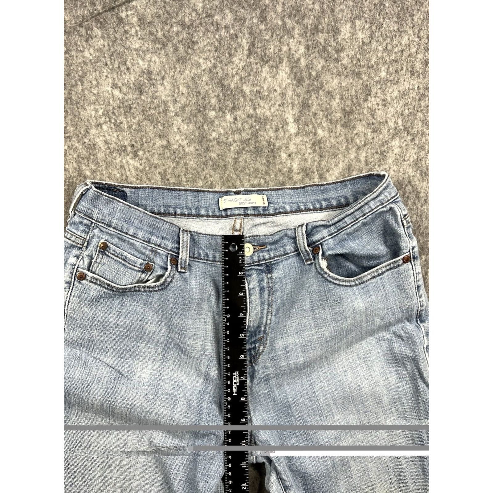 Levi's Levi's 505 Jeans Womens Regular Fit Straight Light Wash Distressed Size 12S, 29 in Inseam, Denim, 100% Cotton, Button Zip, Mid Rise, USA 90s Y2K Theme Size 34" / US 12 / IT 48 - 4 Thumbnail