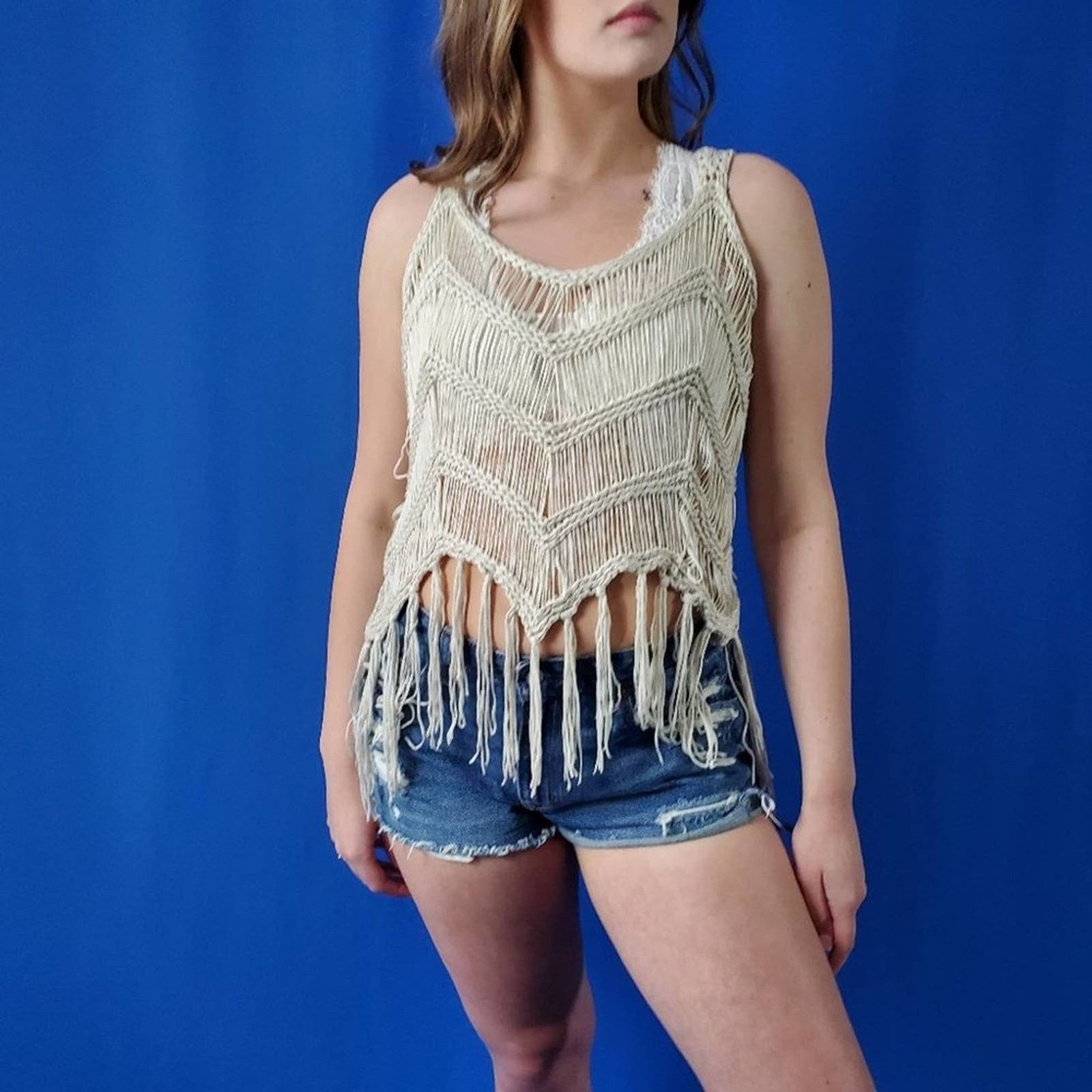 Zara Cream Crochet Tassel Cover Up - M Size M / US 6-8 / IT 42-44 - 1 Thumbnail