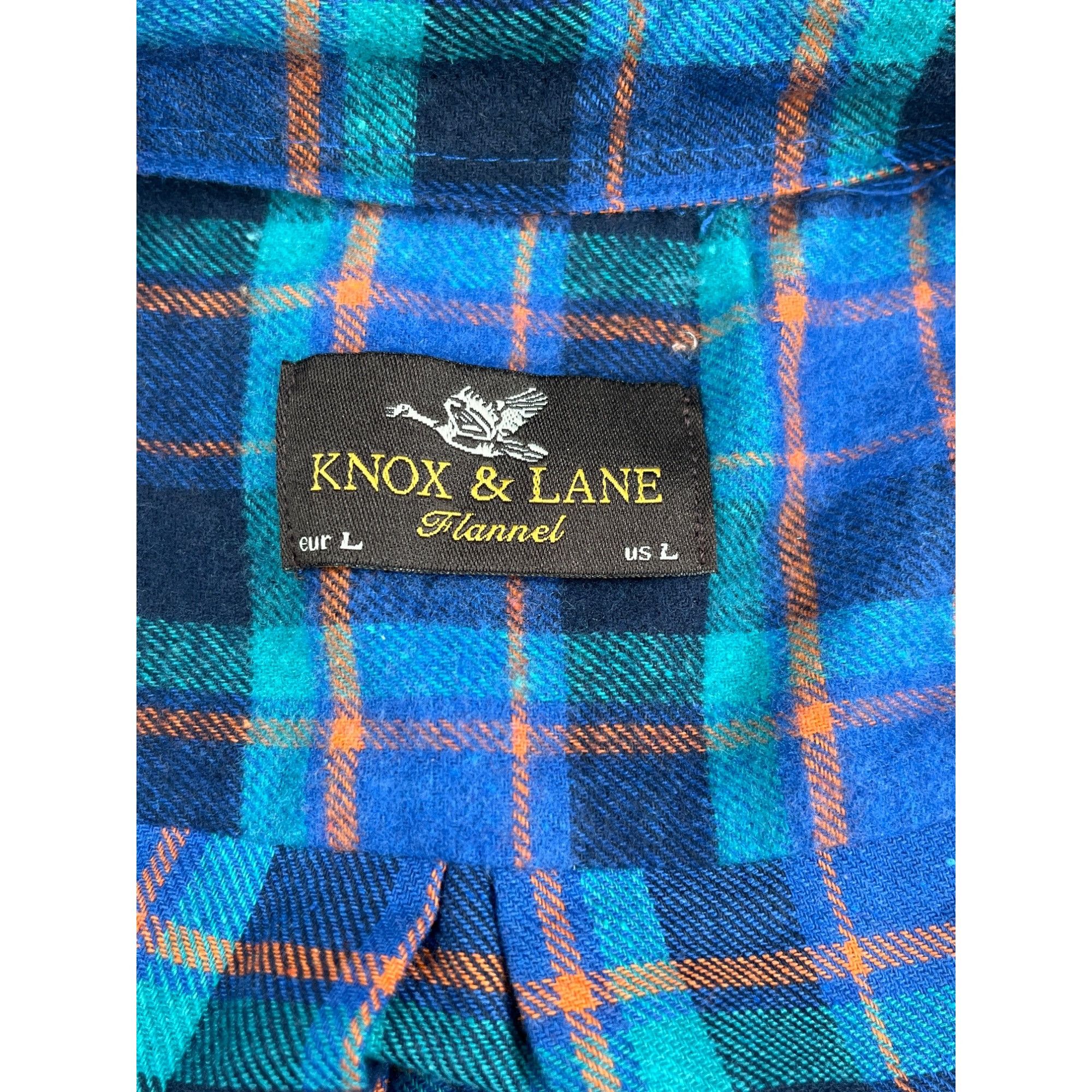 Designer Knox And Lane SKU 7584 Mens Flannel Plaid Shirt Blue and Gre Size US L / EU 52-54 / 3 - 8 Thumbnail