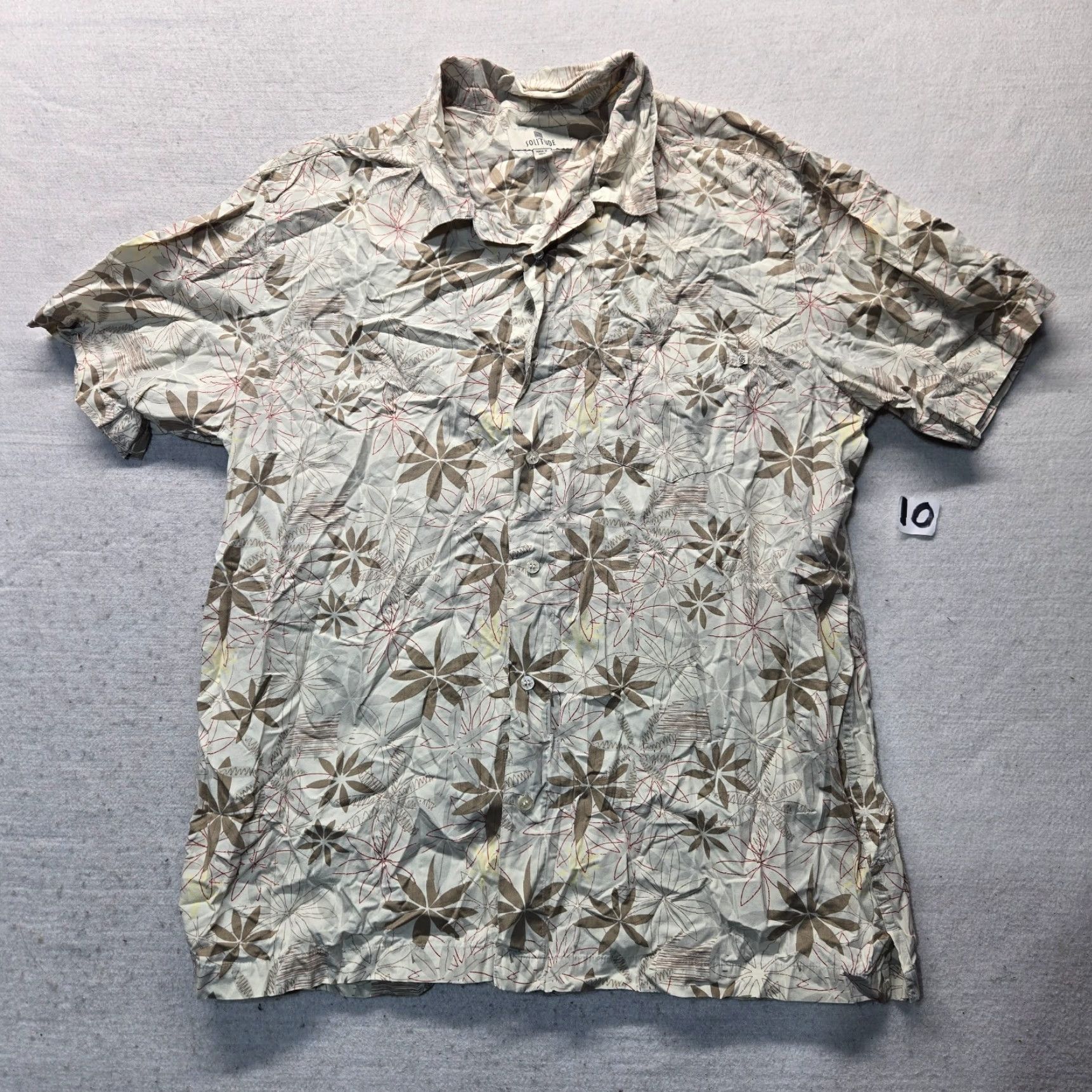 Vintage VINTAGE Solitude Shirt Palm Tree Button-Up Pocket Adult Men XL Beige Hawaiian Shirt Size US XL / EU 56 / 4 - 2 Thumbnail