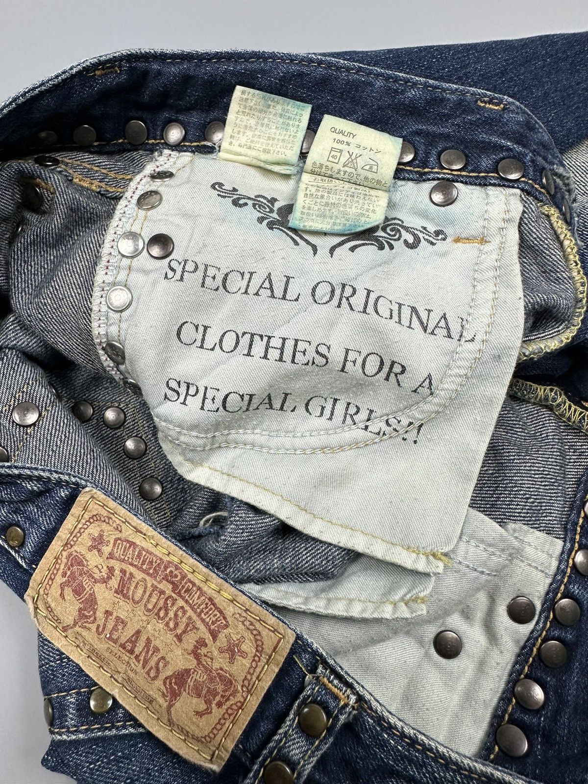 If Six Was Nine × Le Grande Bleu (L.G.B.) 🔥Flared🔥 Vintage Moussy Flared Boro Multi Button Jeans Size 27" / US 4 / IT 40 - 10 Thumbnail