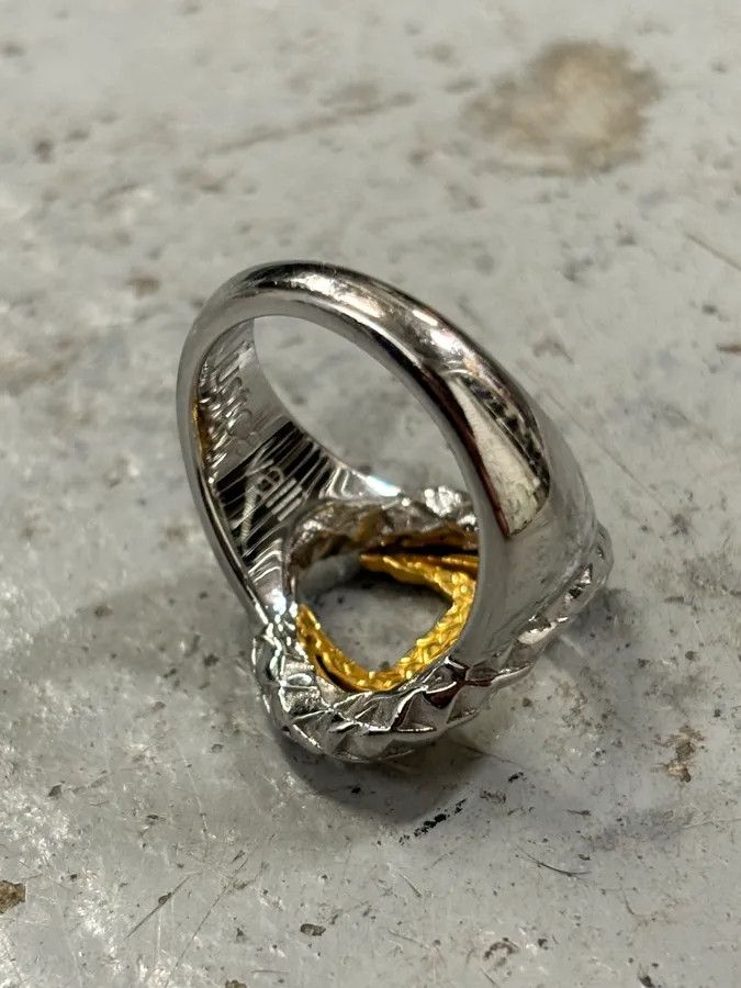 Just Cavalli 2000s Cavalli Two-Tone Silver Gold Textured Statement Ring Size ONE SIZE - 6 Thumbnail