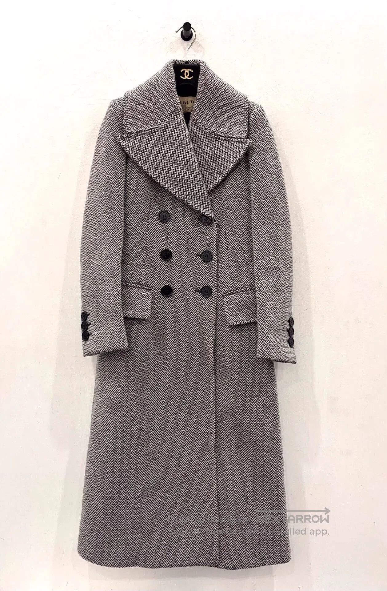 Burberry Burberry London Black White Houndstooth Wool Trench Coat. Size XXS / US 00 / IT 34 - 1 Thumbnail