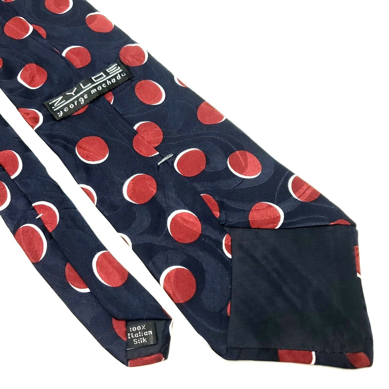 Zylos George Machado Zylos George Machado Silk Tie Blue Print Italian Wide Short Size ONE SIZE - 5 Thumbnail