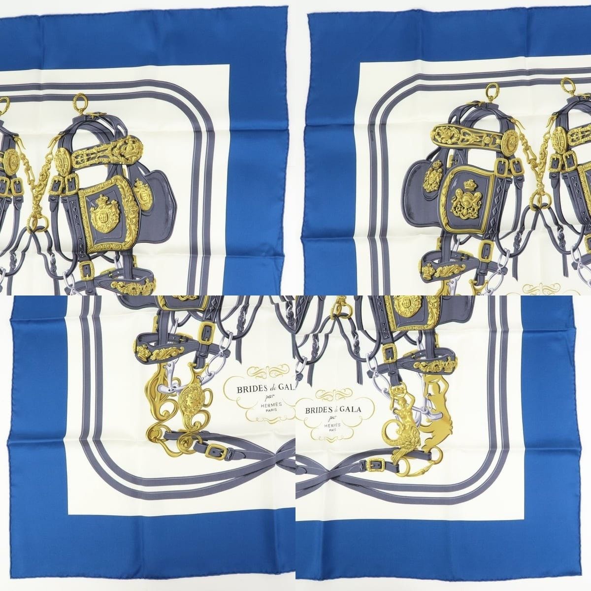 Hermes Hermes Brides de Gala Carre 90 Silk Scarf Blue Size ONE SIZE - 3 Thumbnail