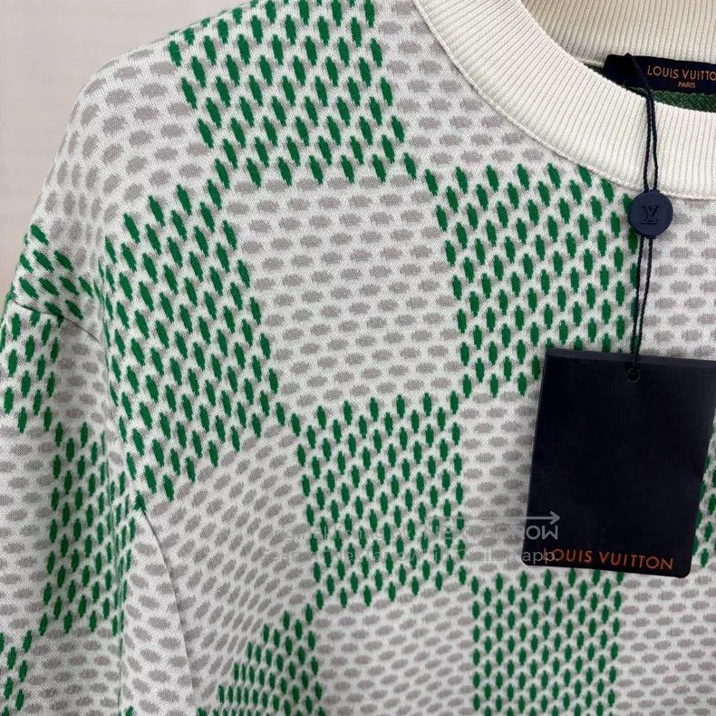 Louis Vuitton Louis Vuitton SS24 White and Green Checkerboard Sweatshirt Size US XL / EU 56 / 4 - 4 Thumbnail