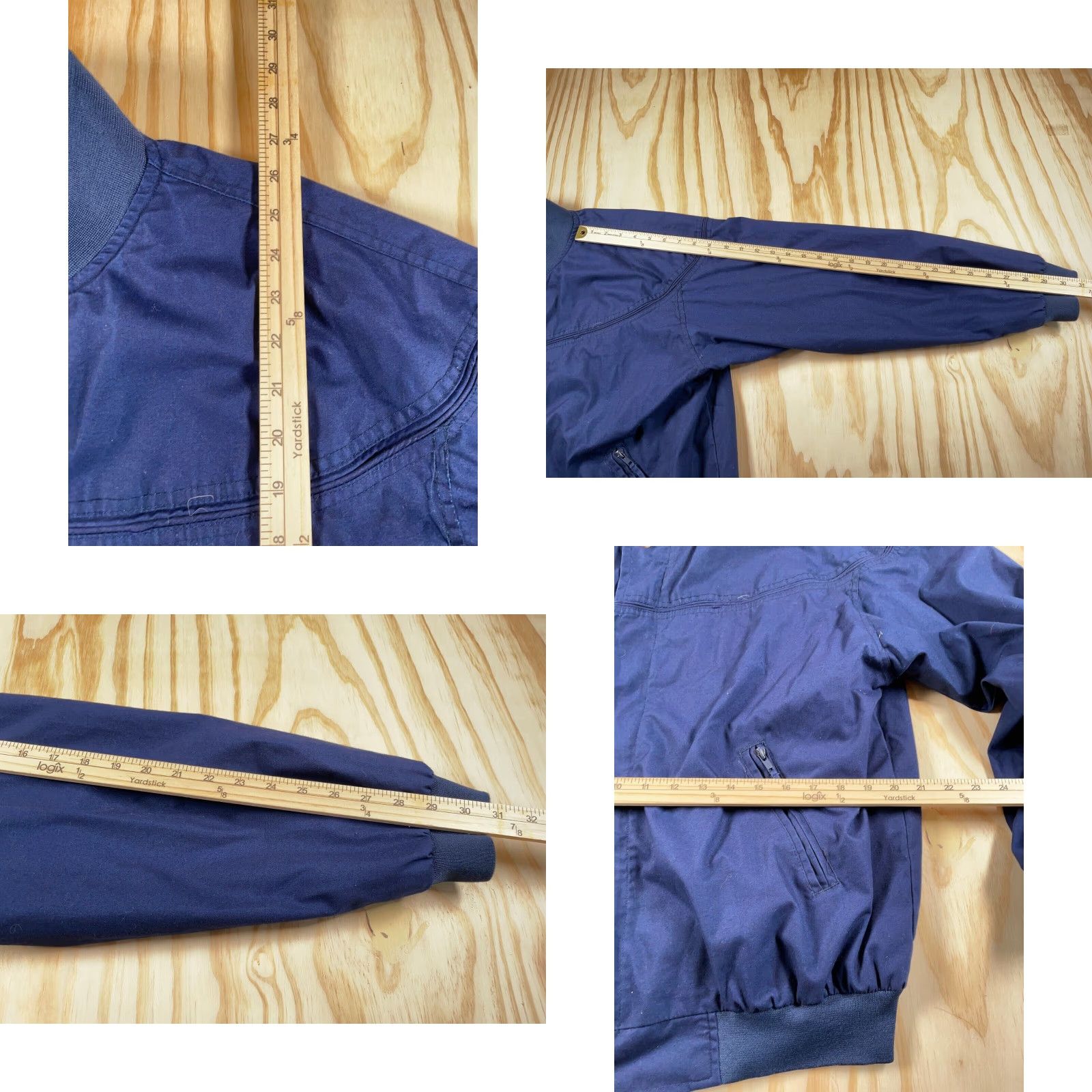 Vintage VINTAGE Bomber Jacket 80s Preppy Blue L Men Regular Zip Pockets Band Collar Full Zip Pockets Size US L / EU 52-54 / 3 - 8 Thumbnail