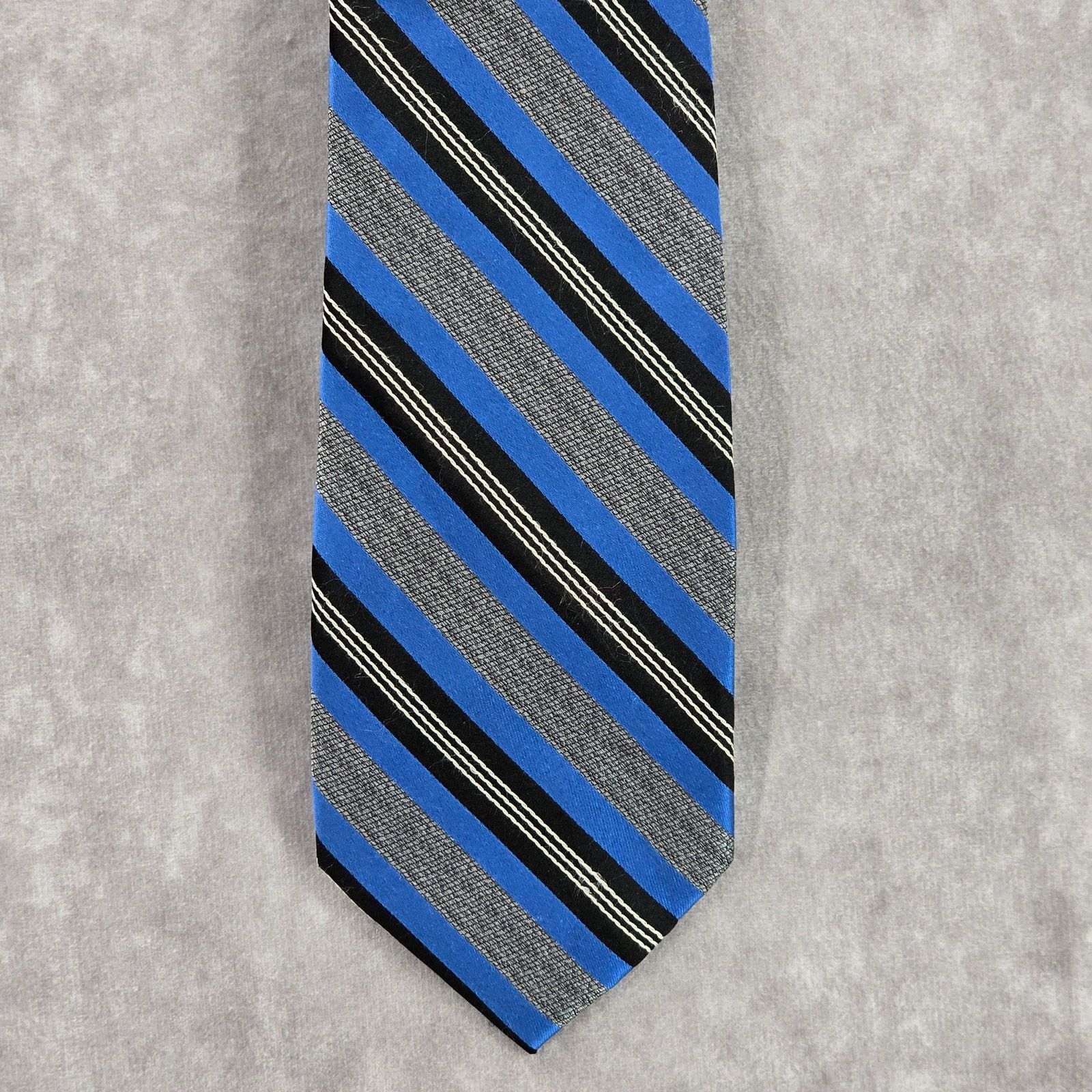 Joseph Abboud Joseph Abboud Blue Gray Stripe 100% Silk Men's Neck Tie NWOT Size 30 - 1 Thumbnail