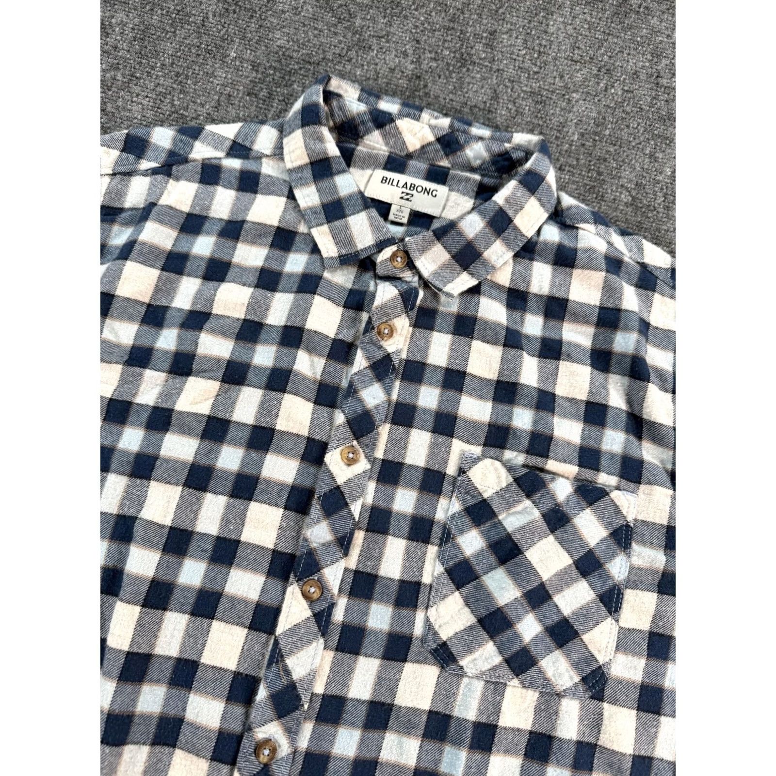 Billabong Billabong Mens Large Blue Plaid Flannel Button Shirt - Regular Fit Size US L / EU 52-54 / 3 - 2 Thumbnail
