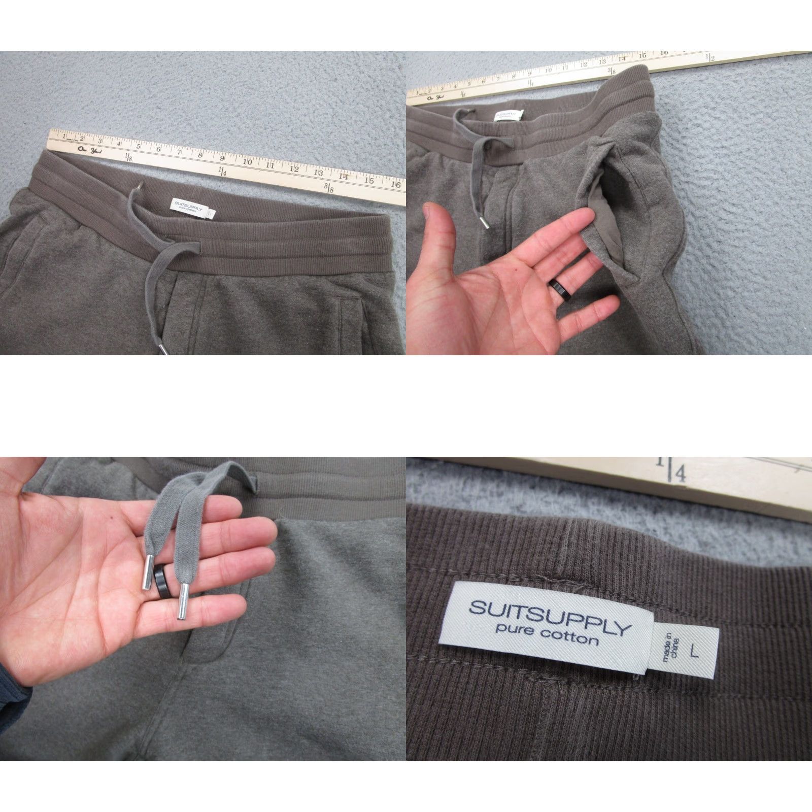Suitsupply Suit Supply Fleece Joggers Pants Mens L Brown Athleisure Jogger Pockets Elastic Waist Tapered Regular Genders: Mens Size 42R - 8 Thumbnail