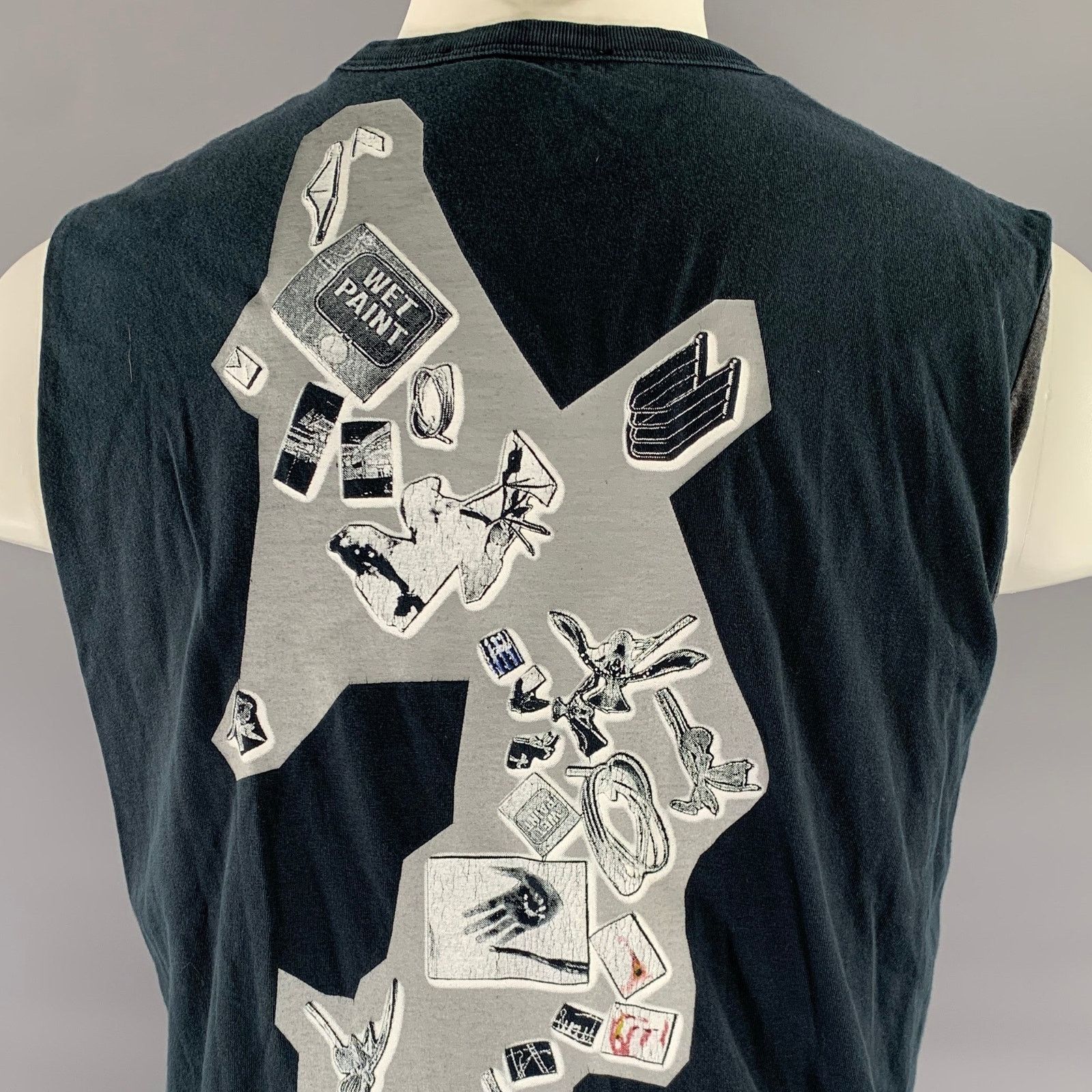 Raf by Raf Simons RAF by RAF SIMONS Size S Navy White Graphic Cotton Tank Top Size US S / EU 44-46 / 1 - 2 Thumbnail