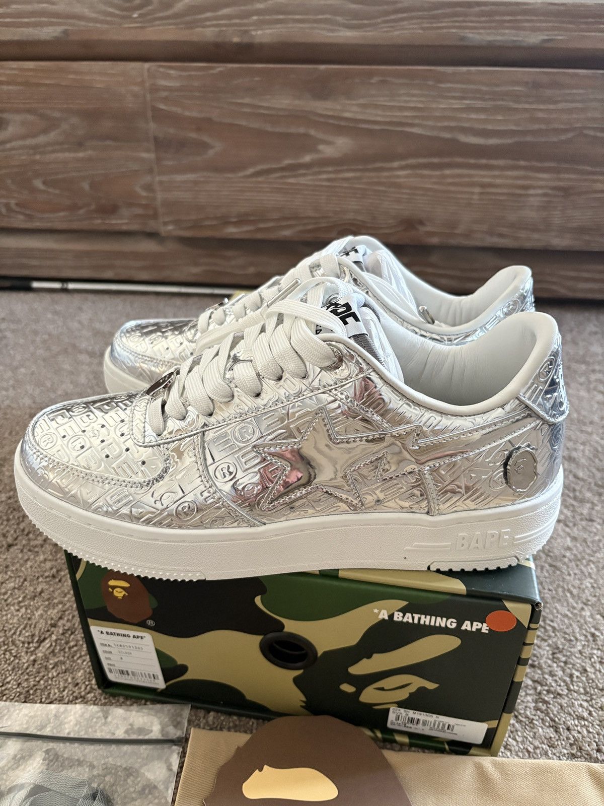 Bape Brand new A Bathing Ape Bape Sta #5 M2 metallic silver us8 Size US 8 / EU 41 - 4 Thumbnail