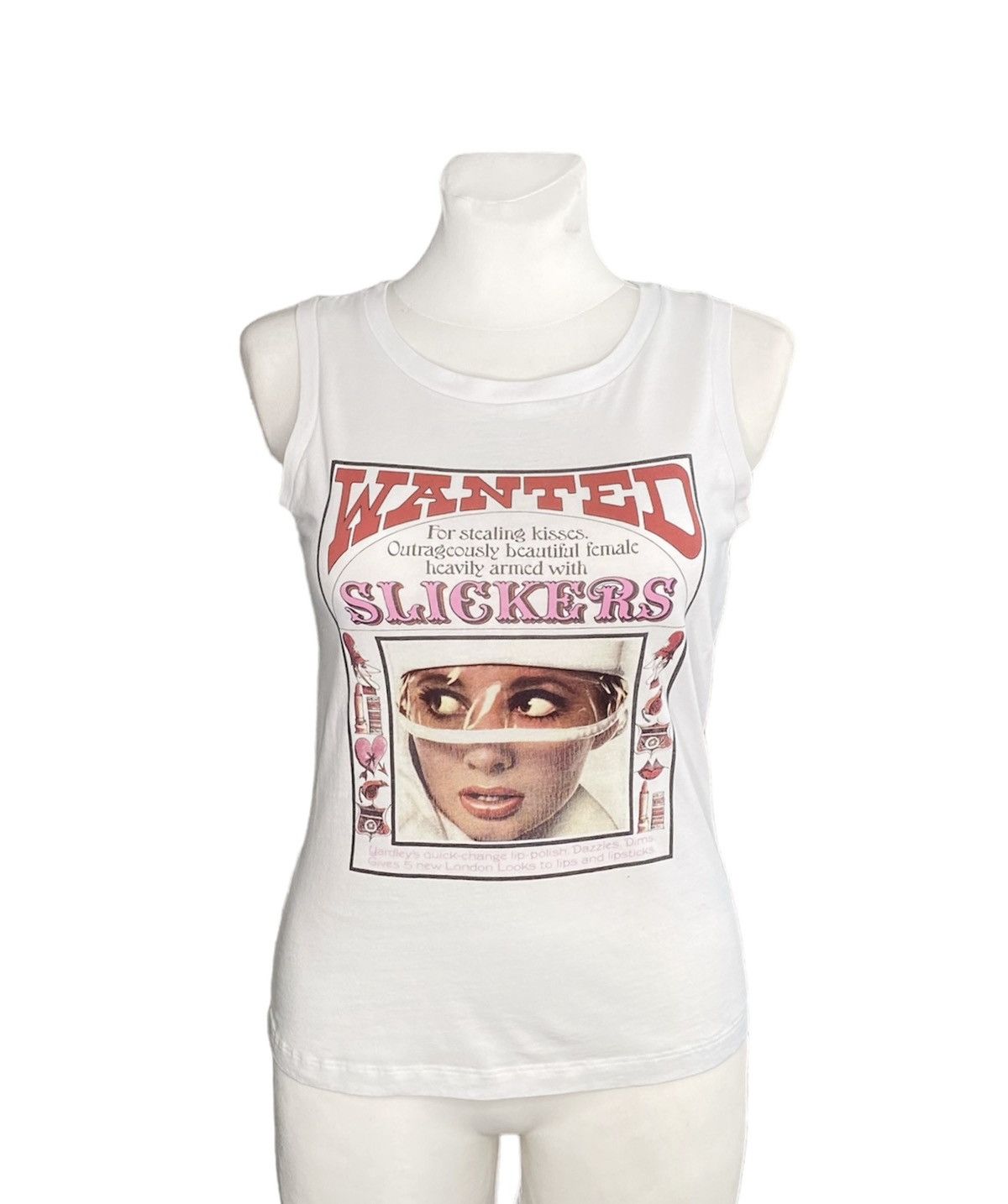 Vintage White Dolce Gabbana Tank Top Print Wanted Slickers