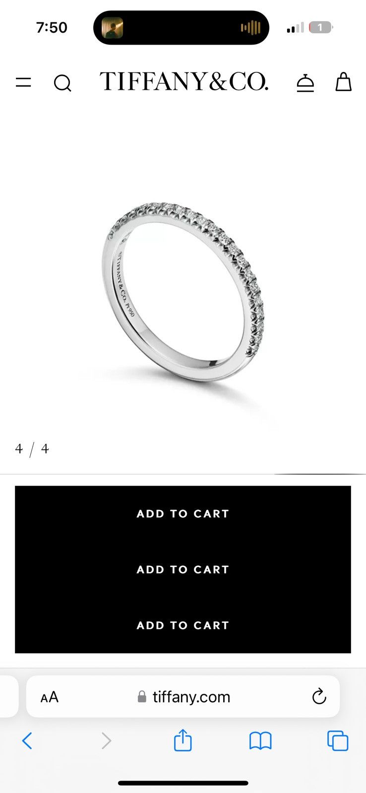 Tiffany & Co. Tiffany Soleste Half Eternity Ring in Platinum with Diamonds Size ONE SIZE - 2 Thumbnail