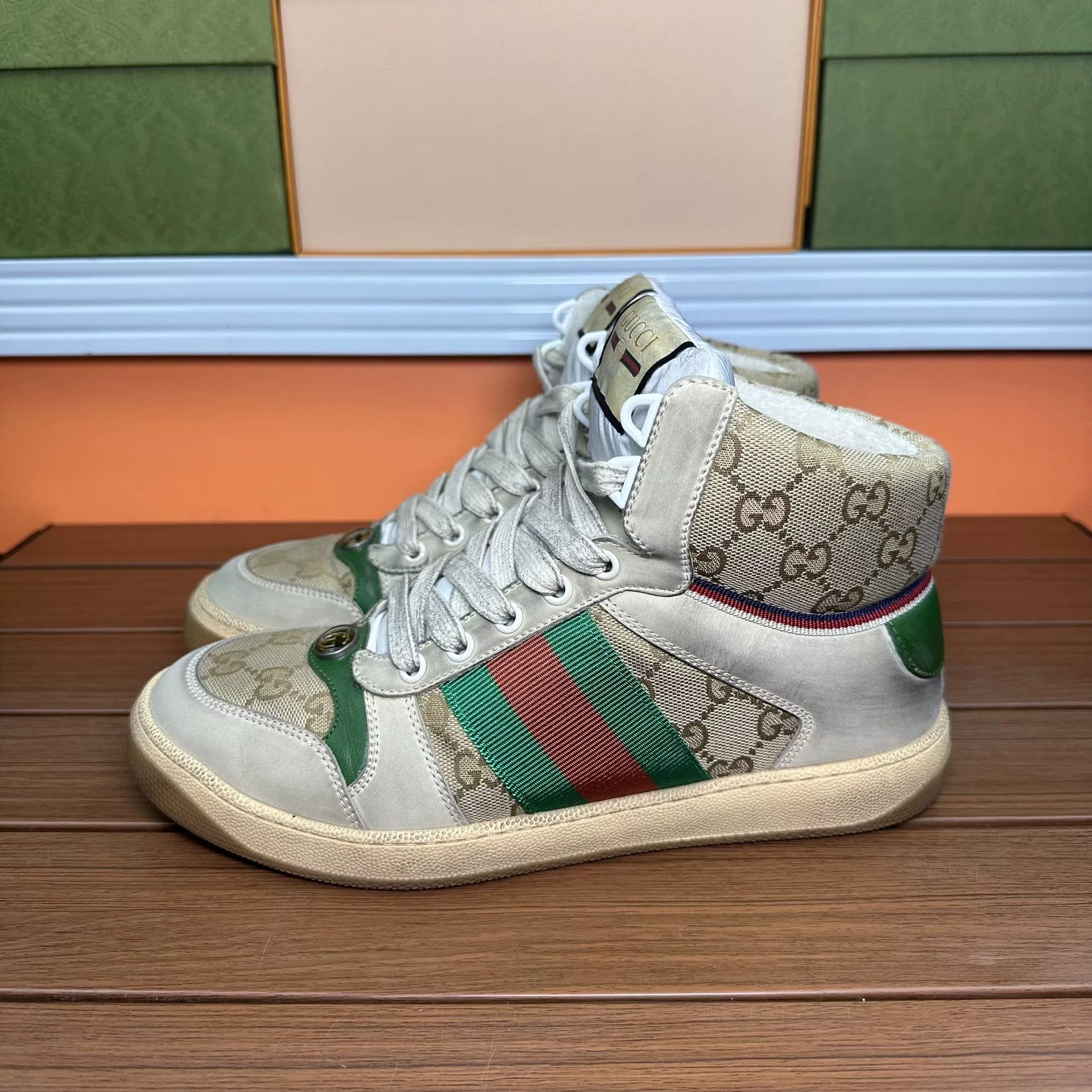Gucci Gucci Green Hitop Sneakers it_38-5 Women Size US 8.5 / IT 38.5 - 1 Thumbnail