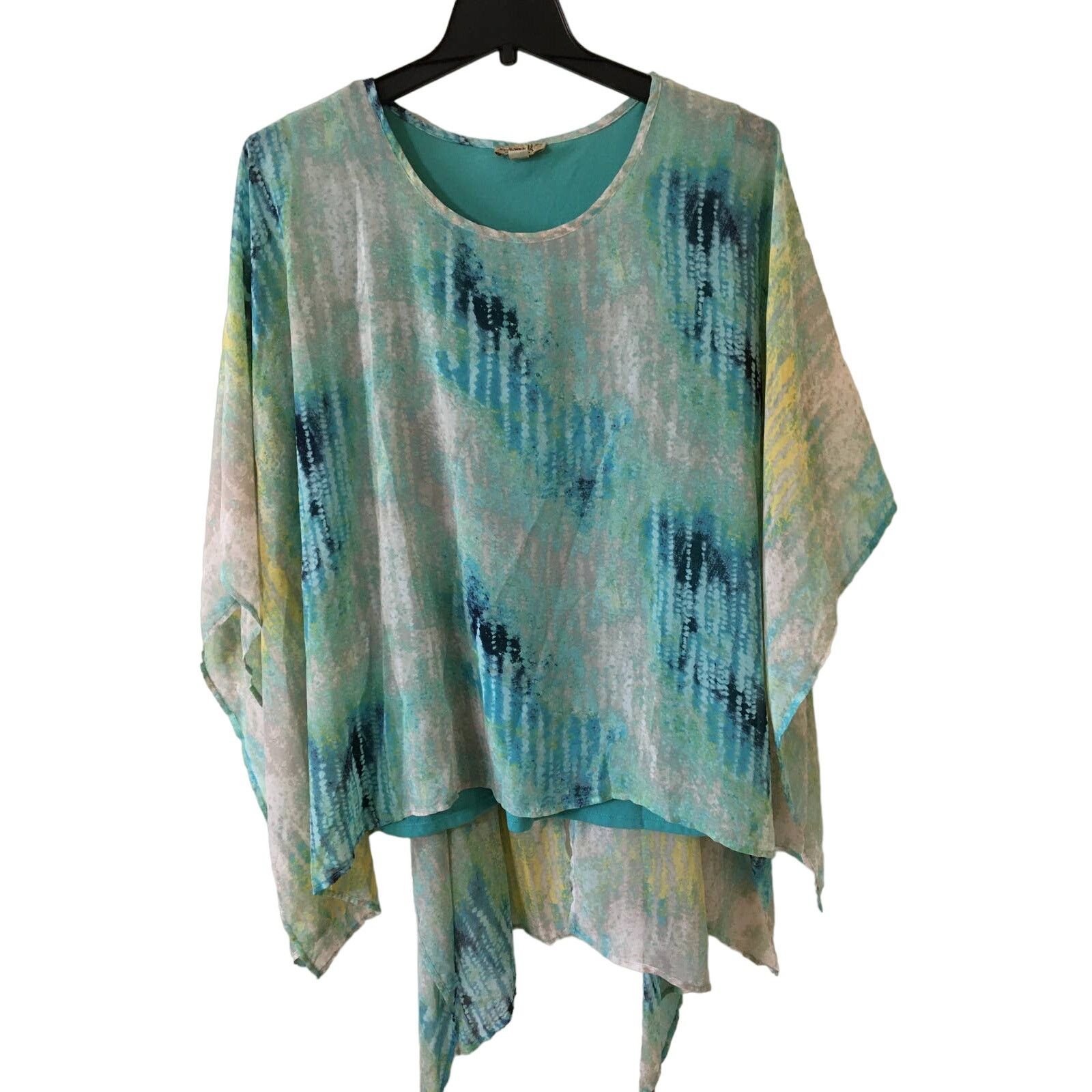 Other One World 2X Turquoise Blue W Flowing Chiffon Asymmetrical Size XXL / US 16-18 / IT 52-54 - 1 Thumbnail